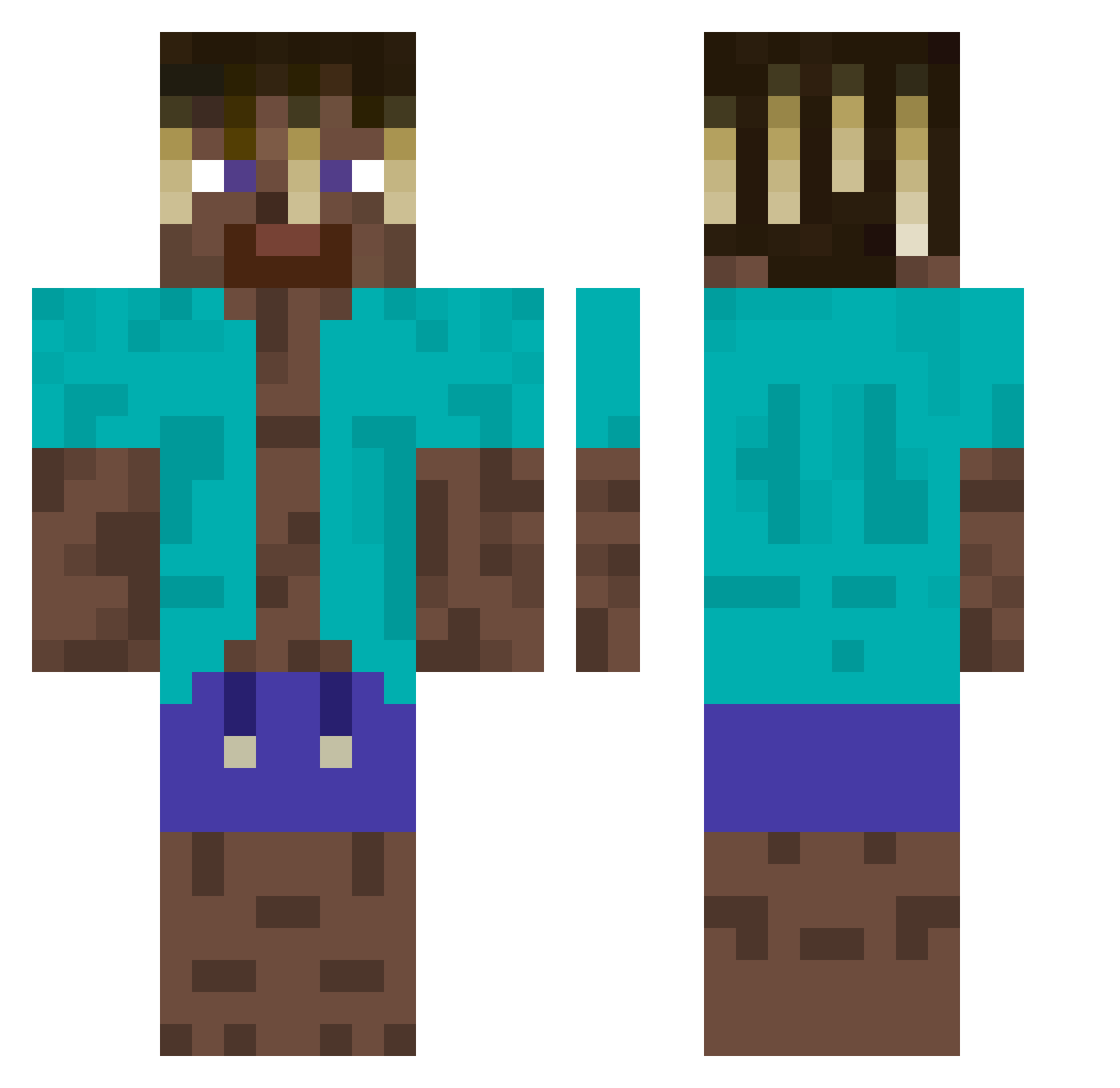 Silkude Minecraft skin, front and back view