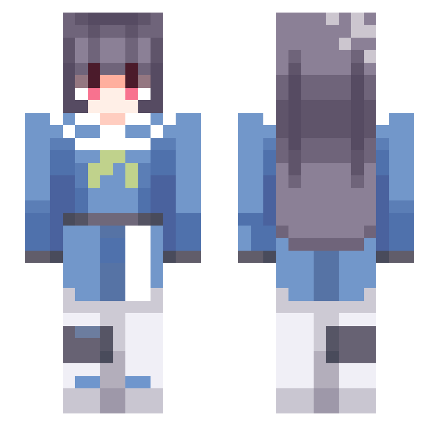 SawmieBG Minecraft skin, front and back view