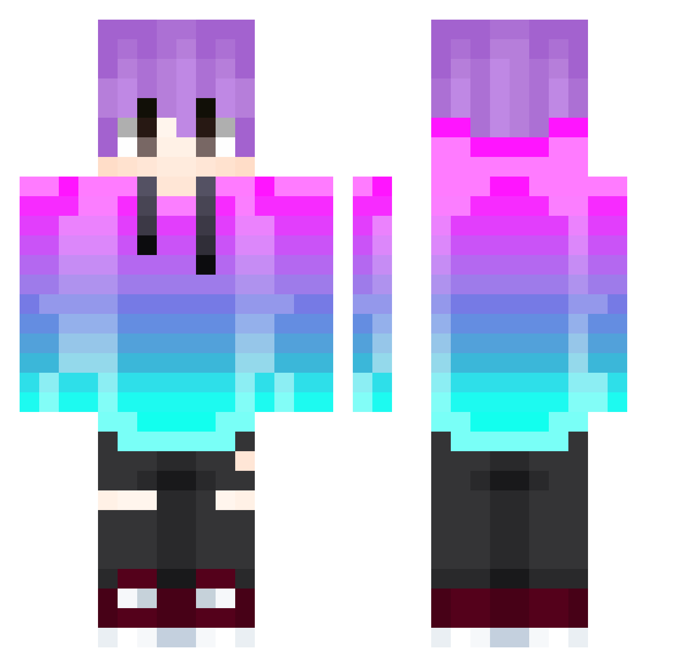 squffed Minecraft skin, front and back view