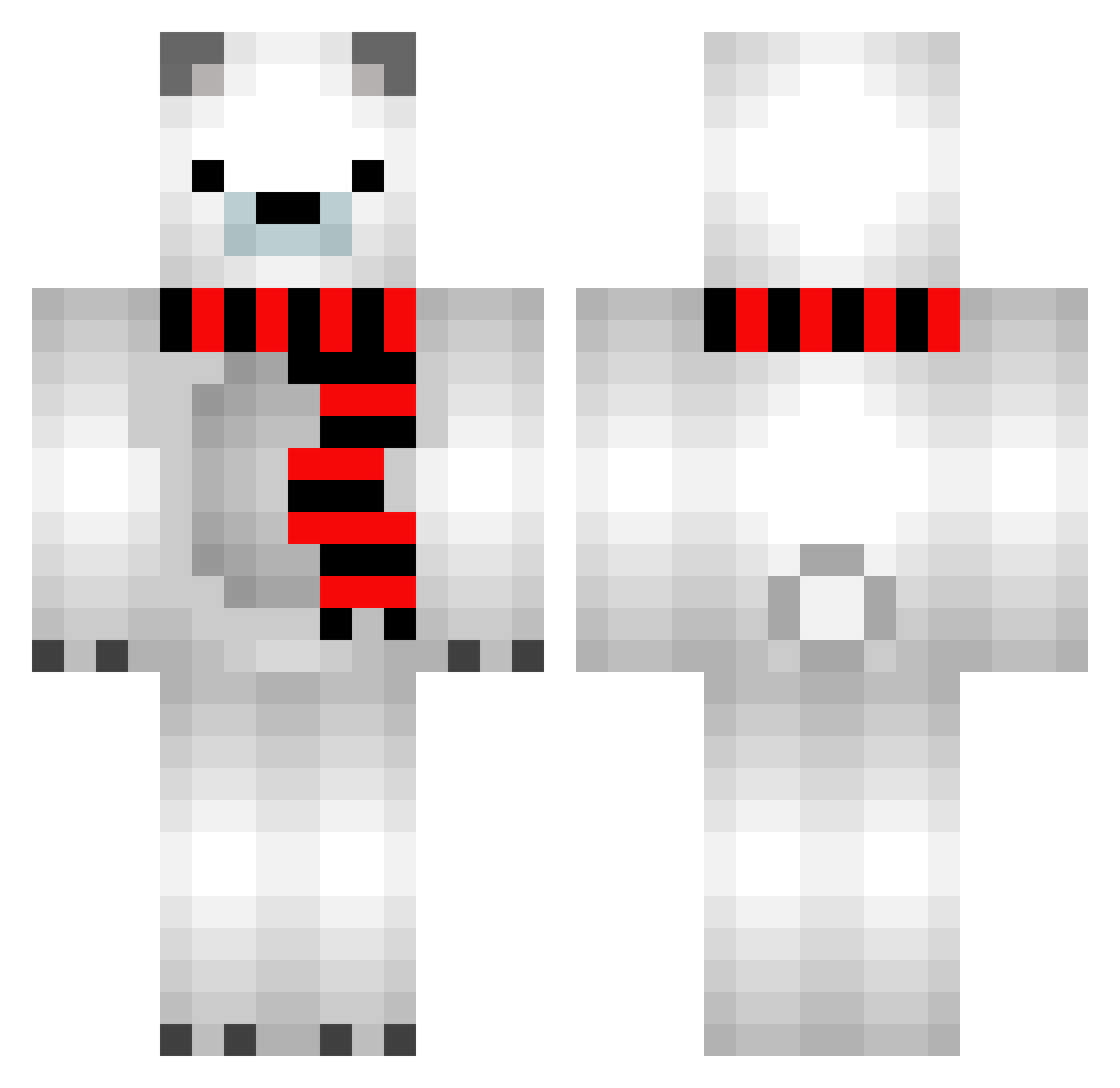 warmup Minecraft skin, front and back view
