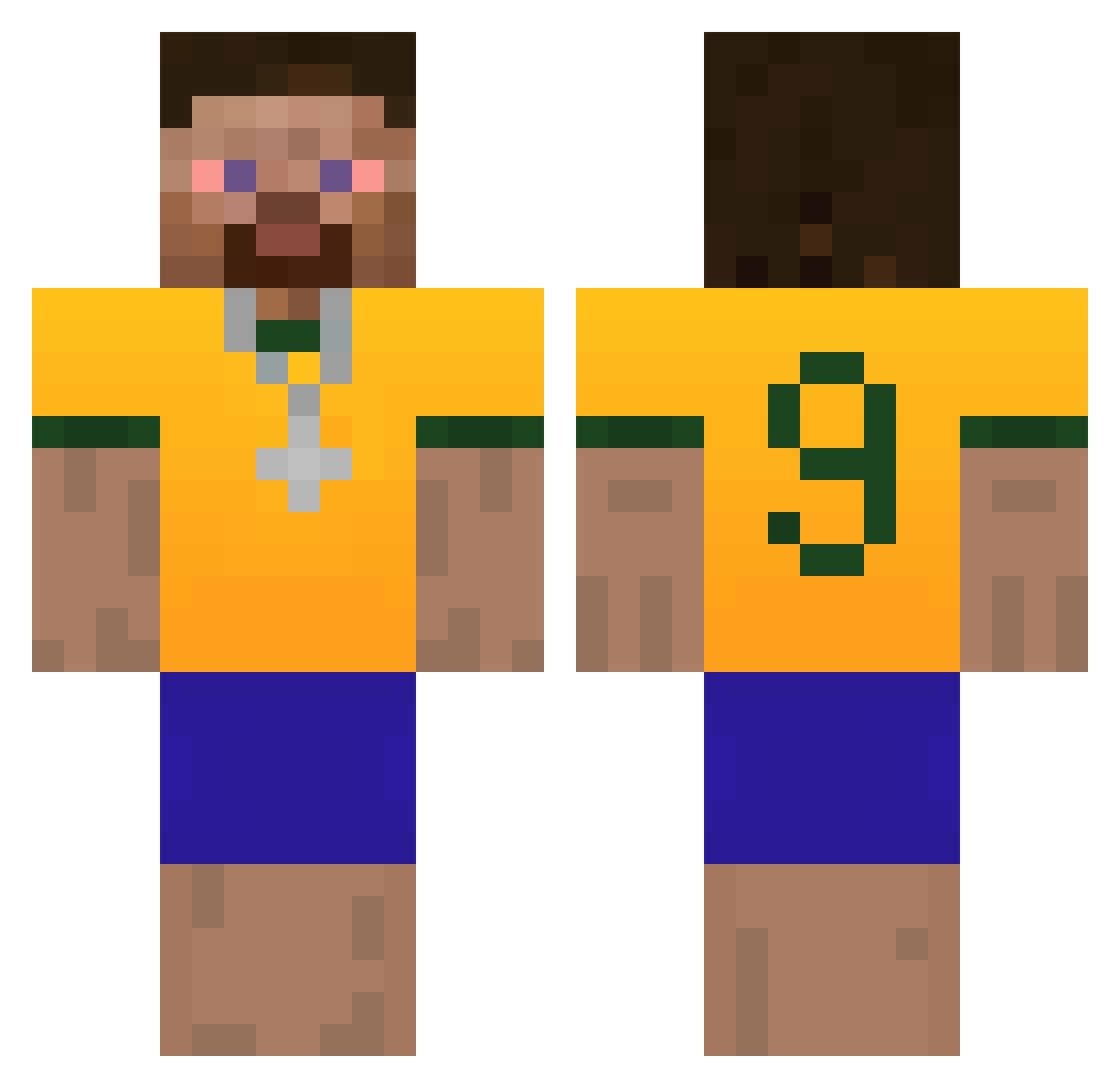 Pxqiu Minecraft skin, front and back view