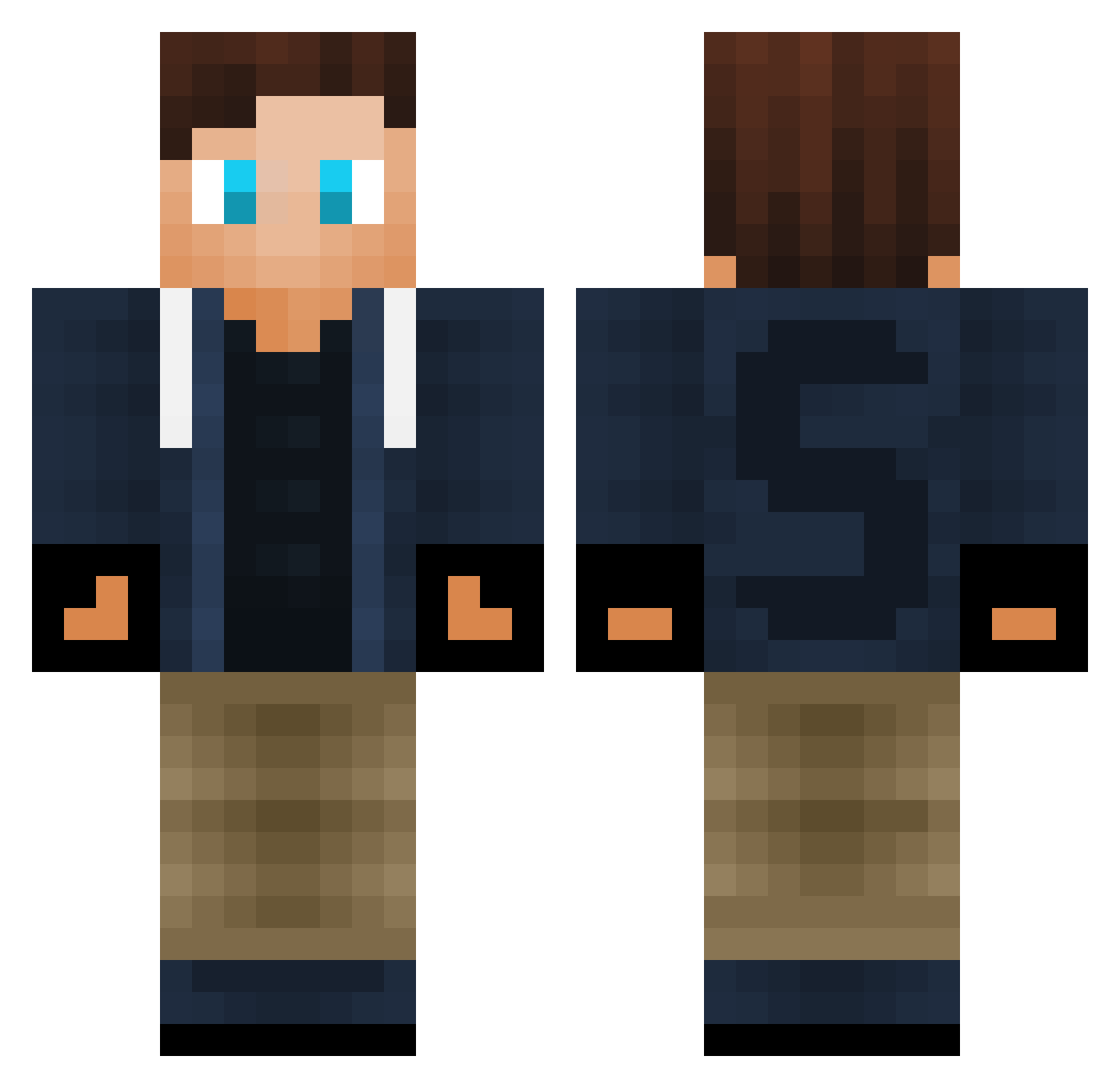 Starrok Minecraft skin, front and back view