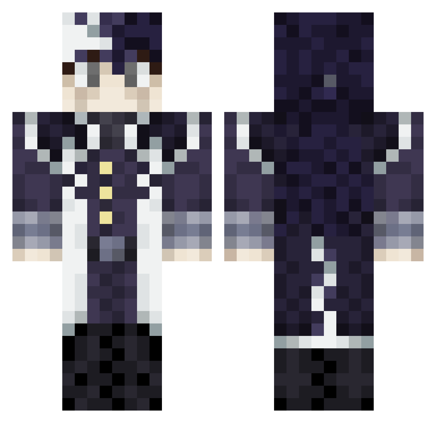 NotDbo Minecraft skin, front and back view