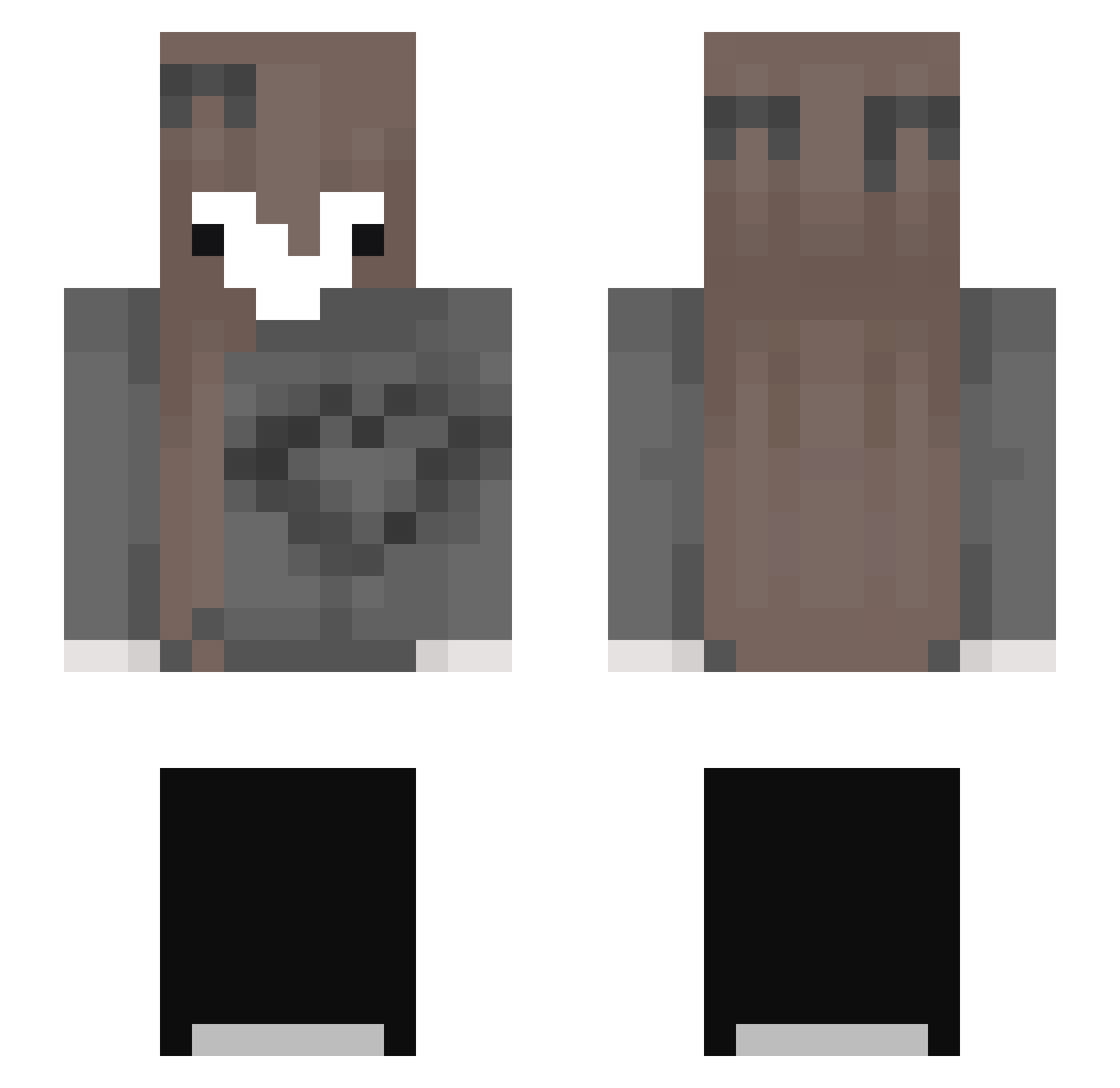 ToboryFou Minecraft skin, front and back view