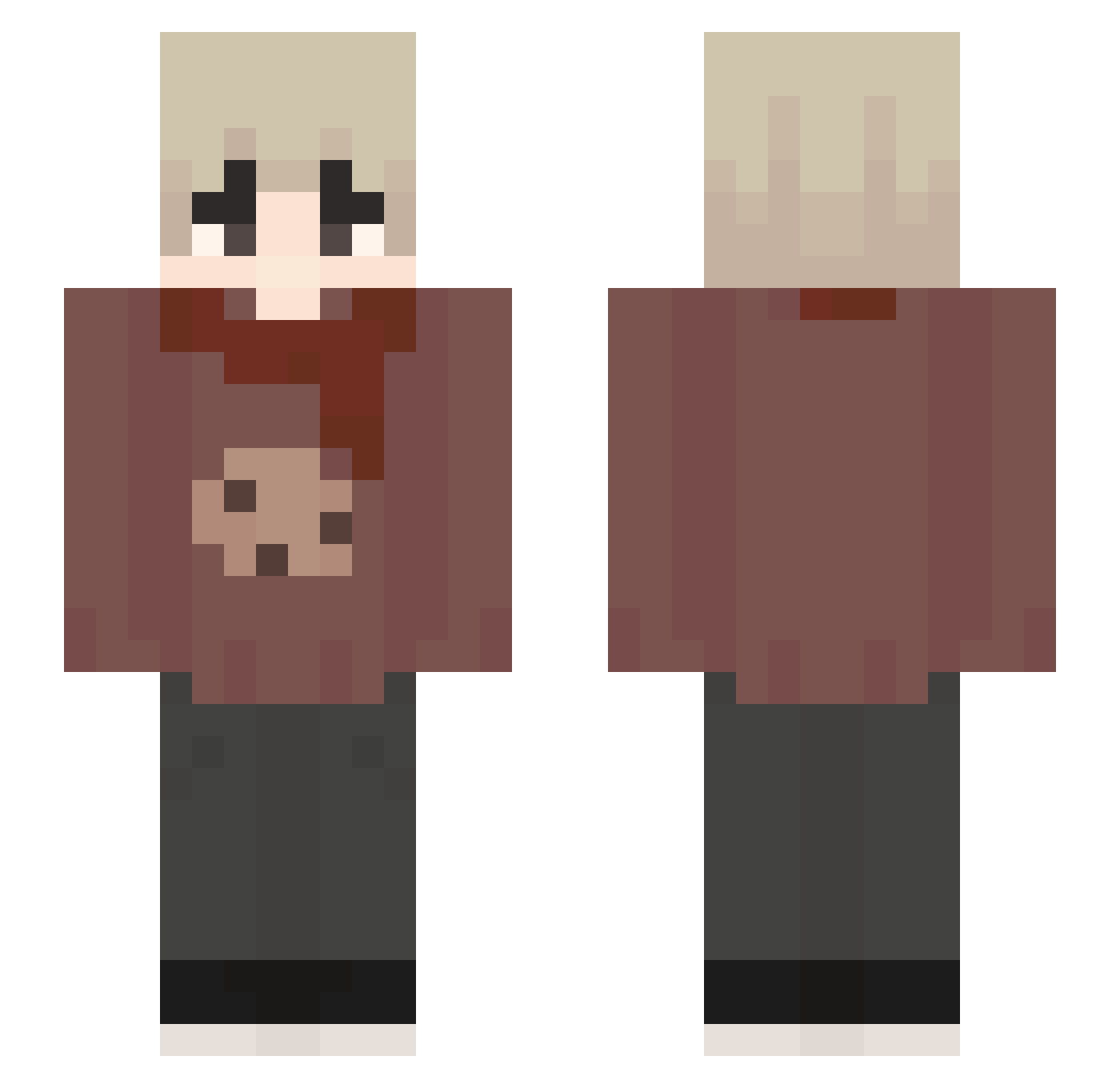 SonoBiscotto Minecraft skin, front and back view
