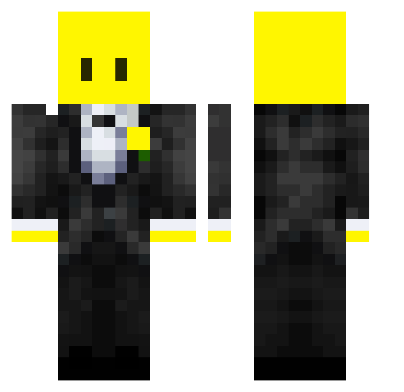 Dextrocardie Minecraft skin, front and back view
