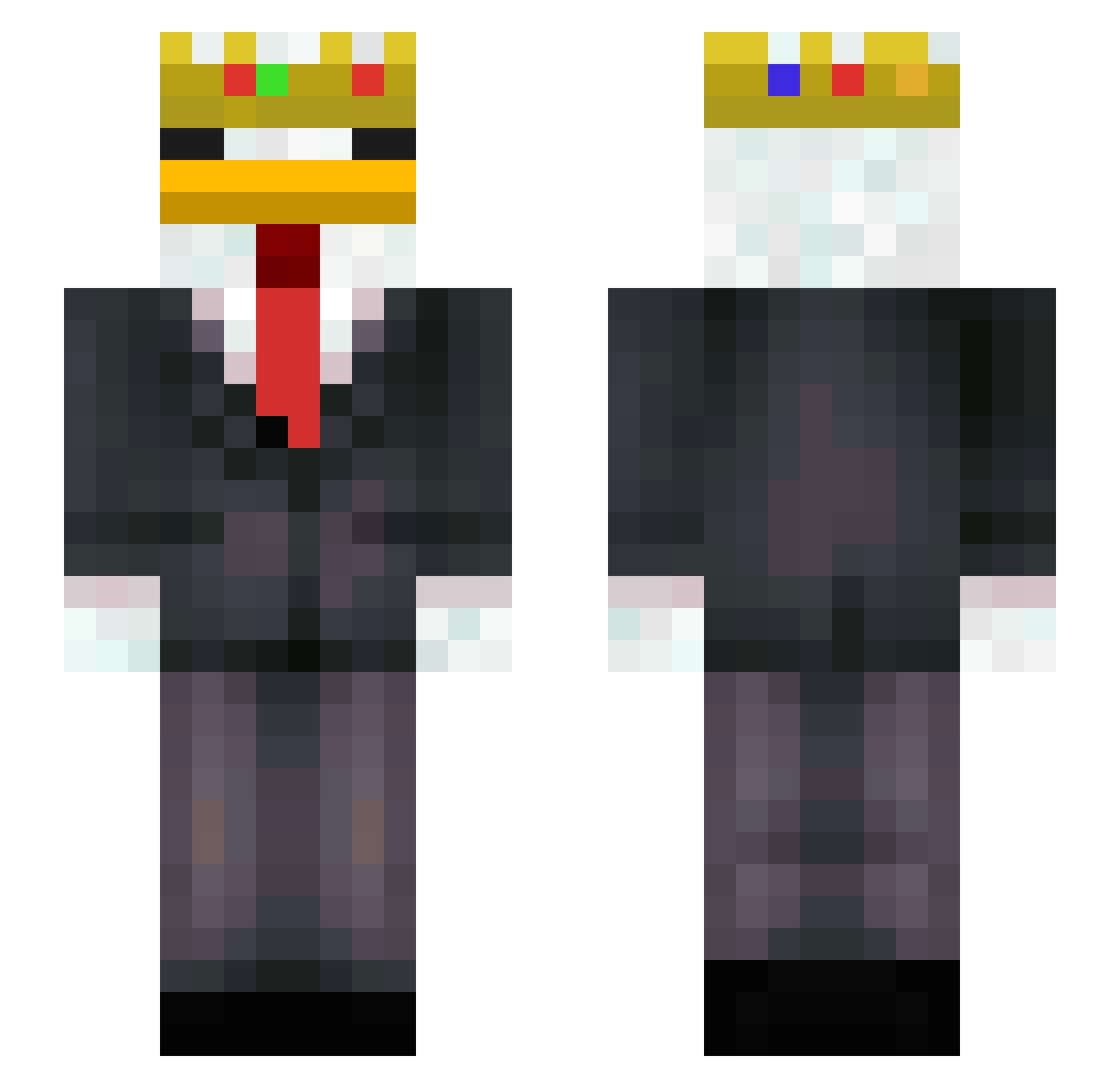 JoellMC Minecraft skin, front and back view