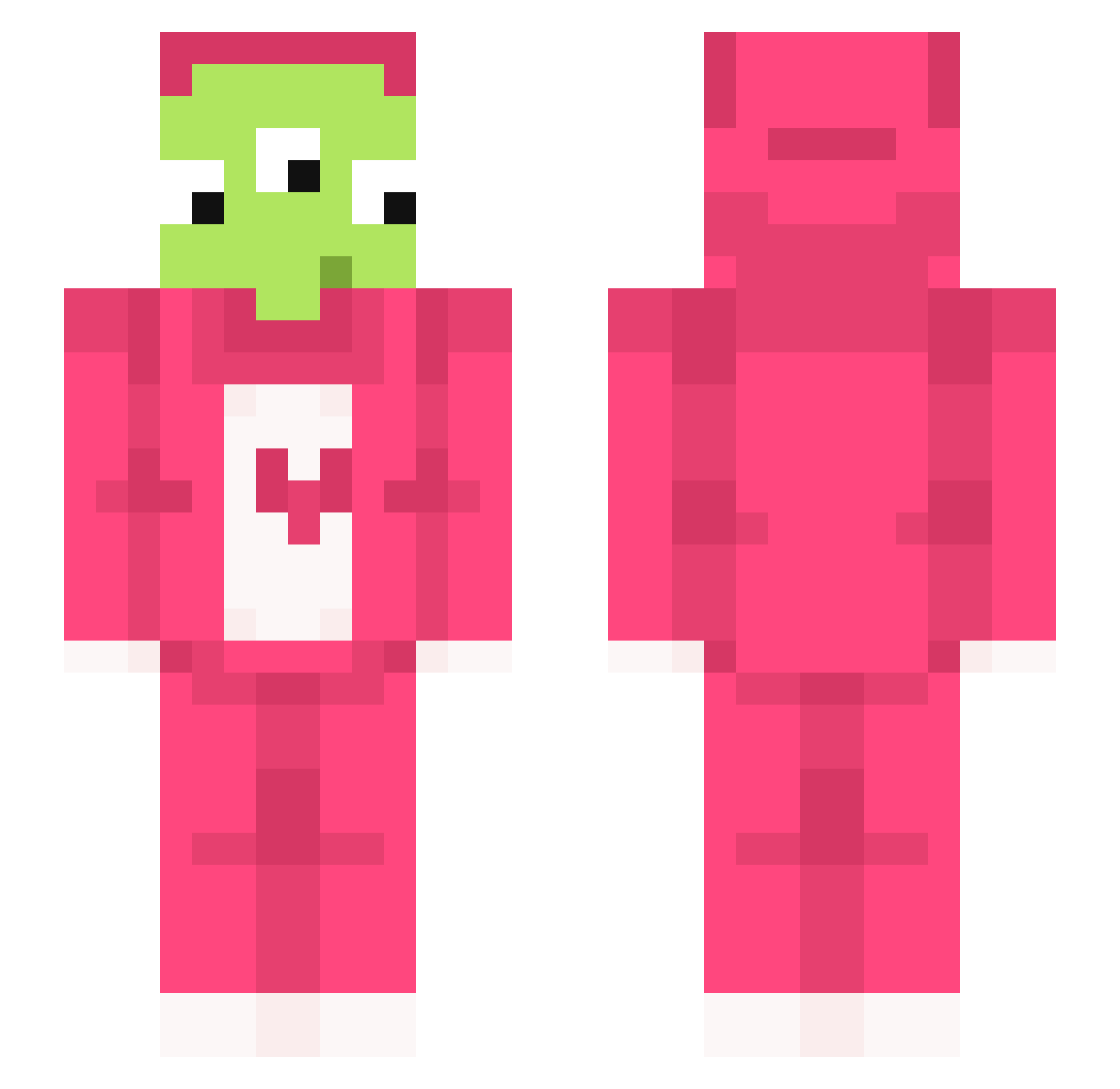 PogW Minecraft skin, front and back view