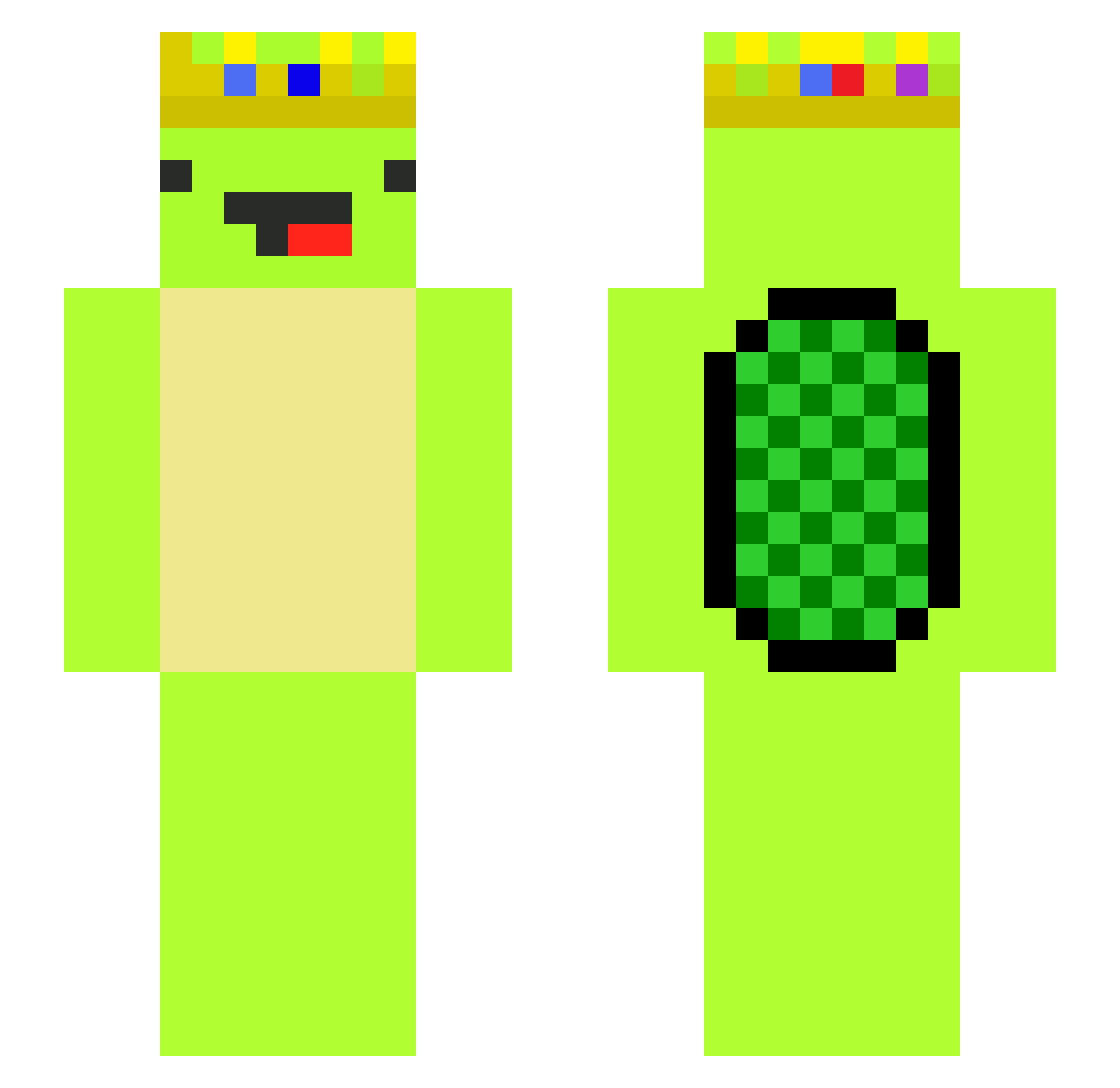 Turtlez_2011 Minecraft skin, front and back view