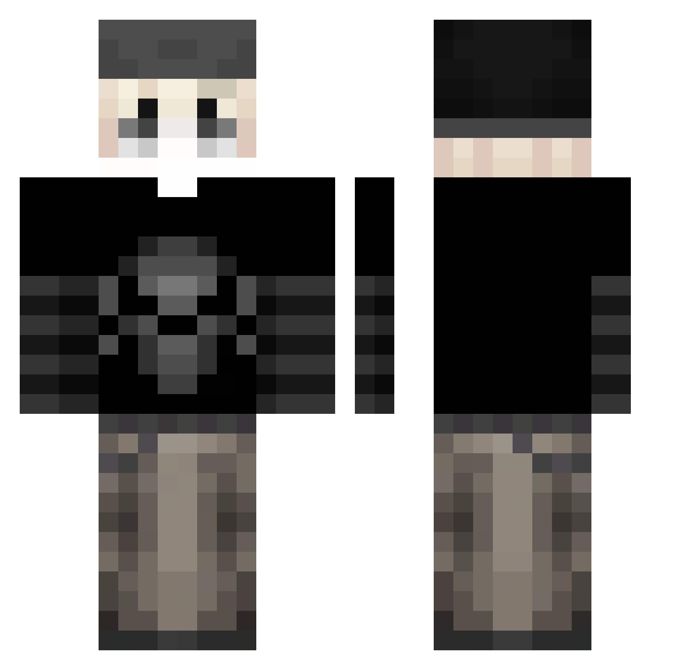 PeterCup Minecraft skin, front and back view