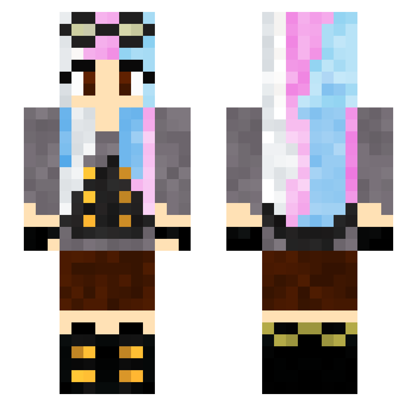 Binary01 Minecraft skin, front and back view