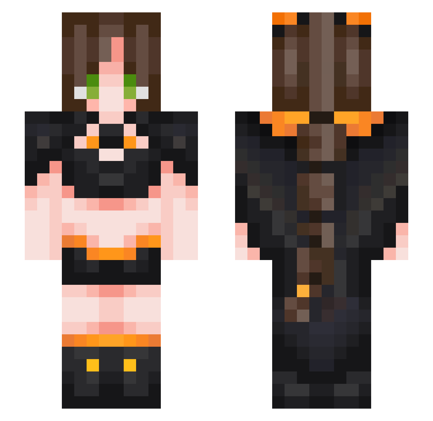 Xniver Minecraft skin, front and back view