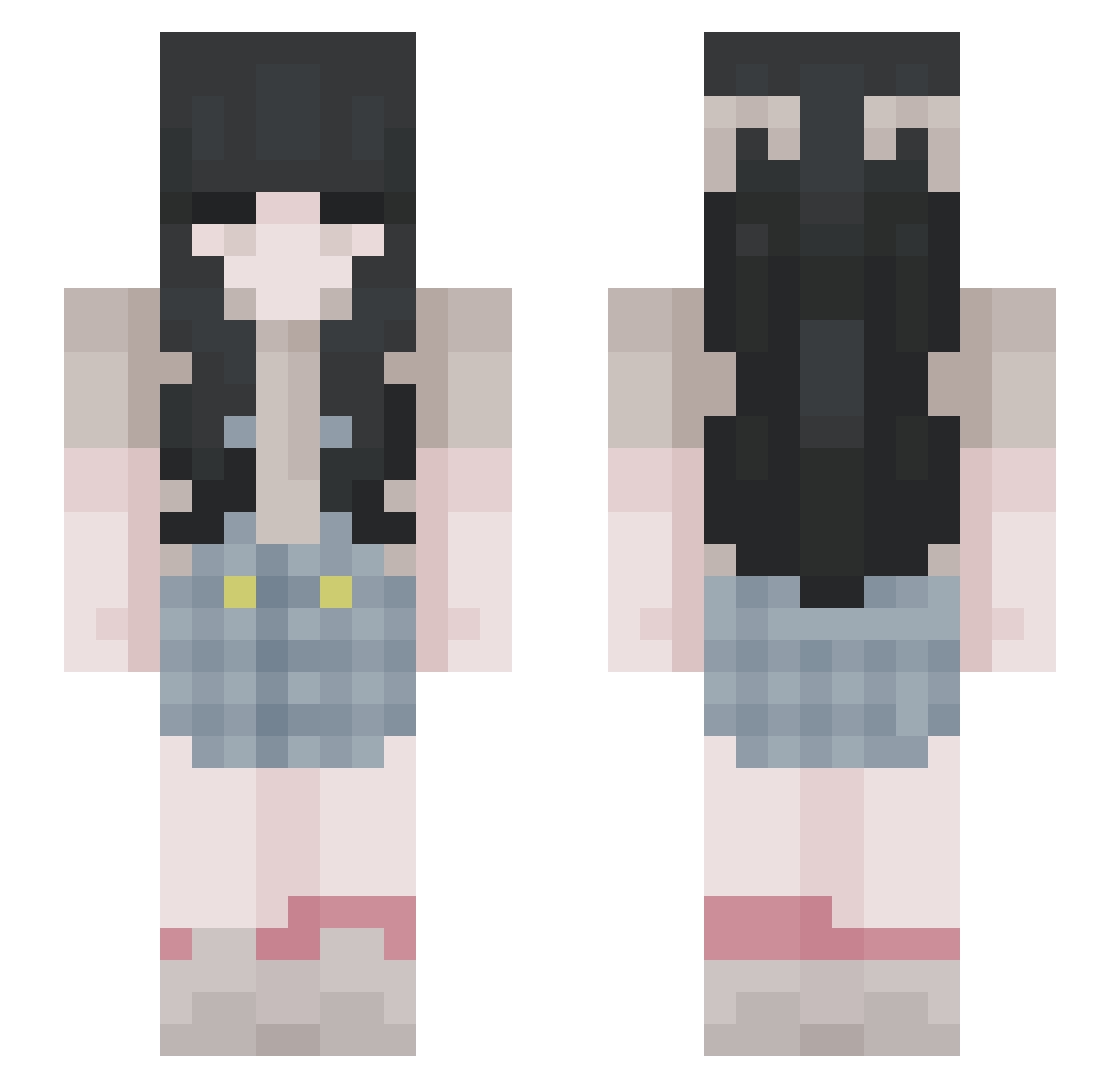 reclined Minecraft skin, front and back view