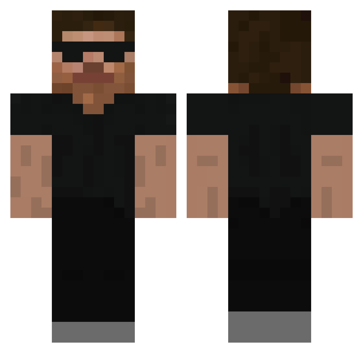 Solothek Minecraft skin, front and back view