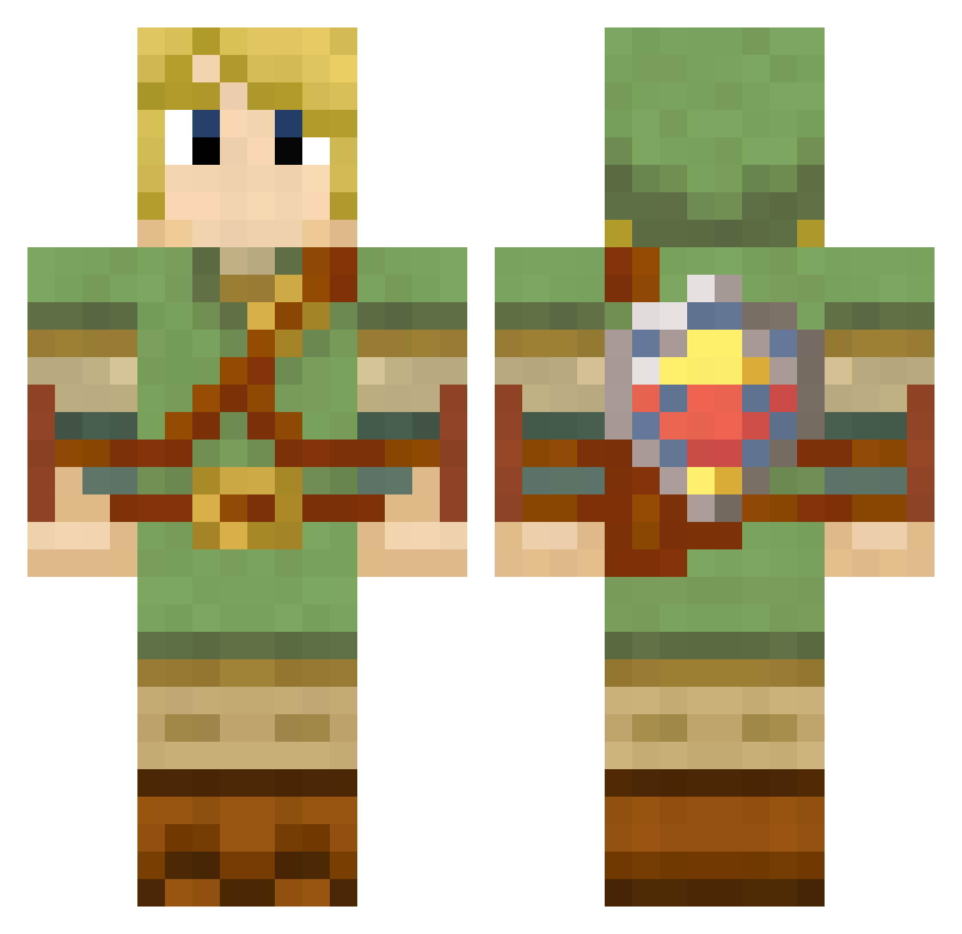 Powering Minecraft skin, front and back view