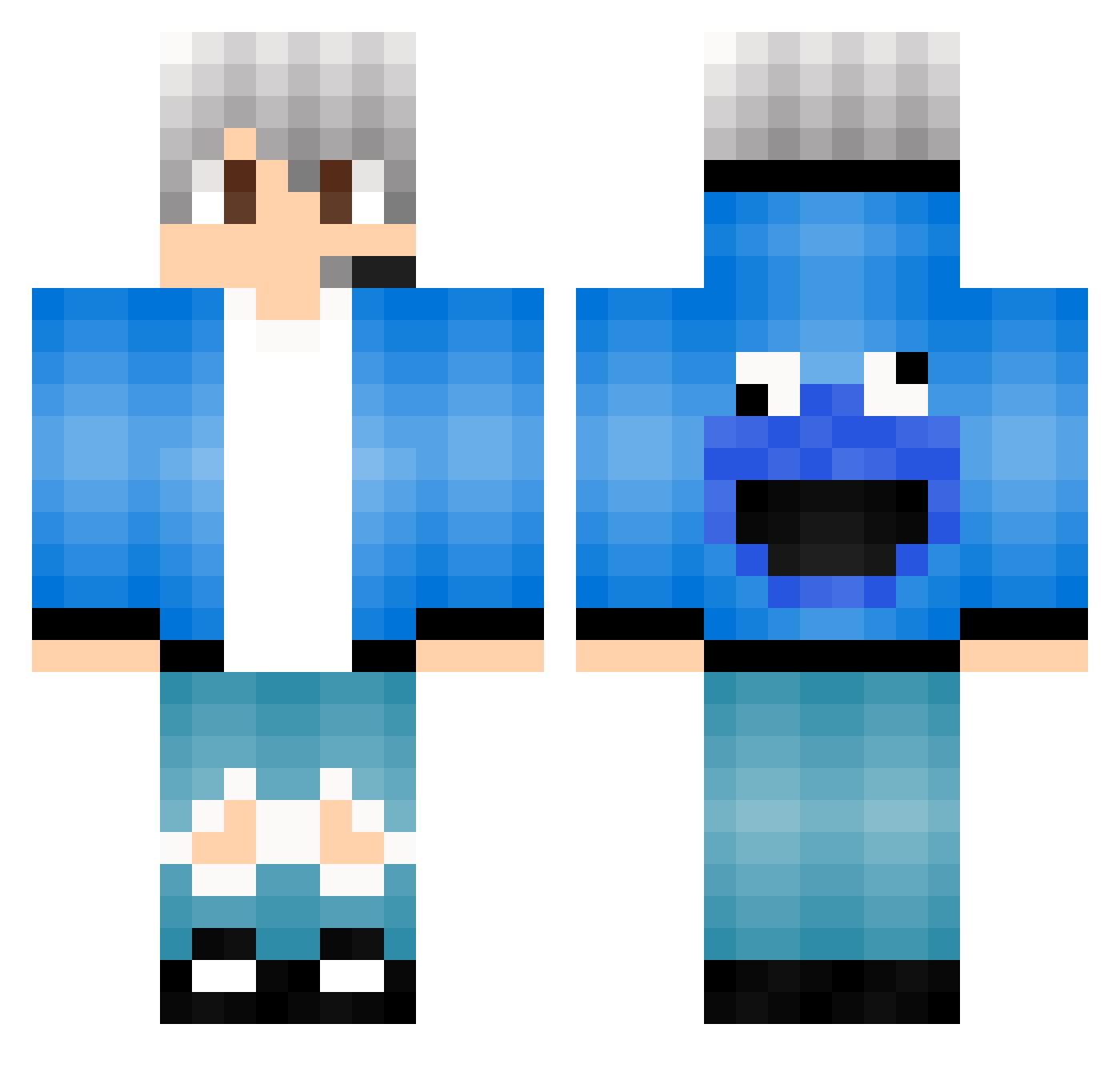 TilCrafterHD Minecraft skin, front and back view