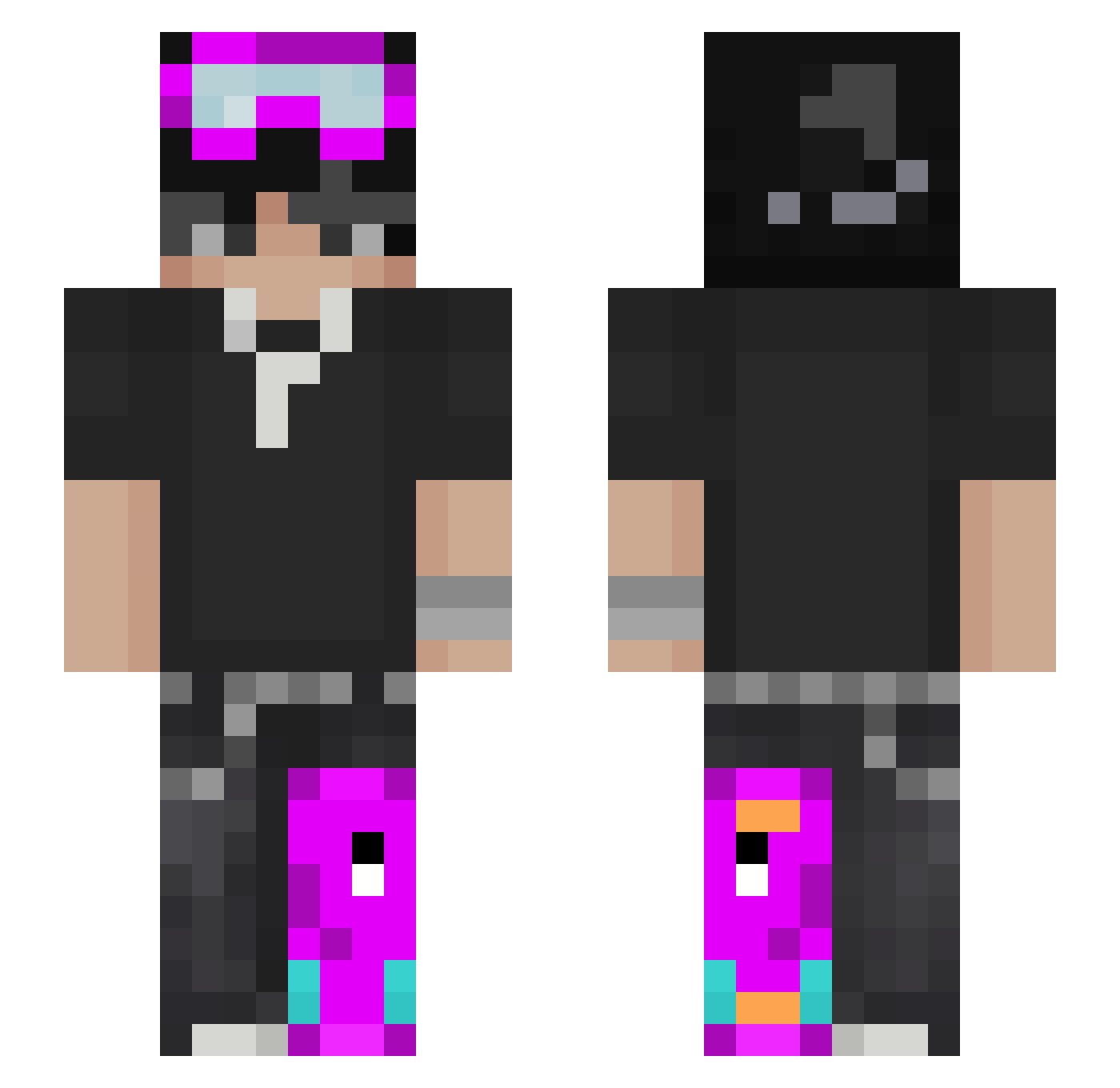 Zentixi Minecraft skin, front and back view