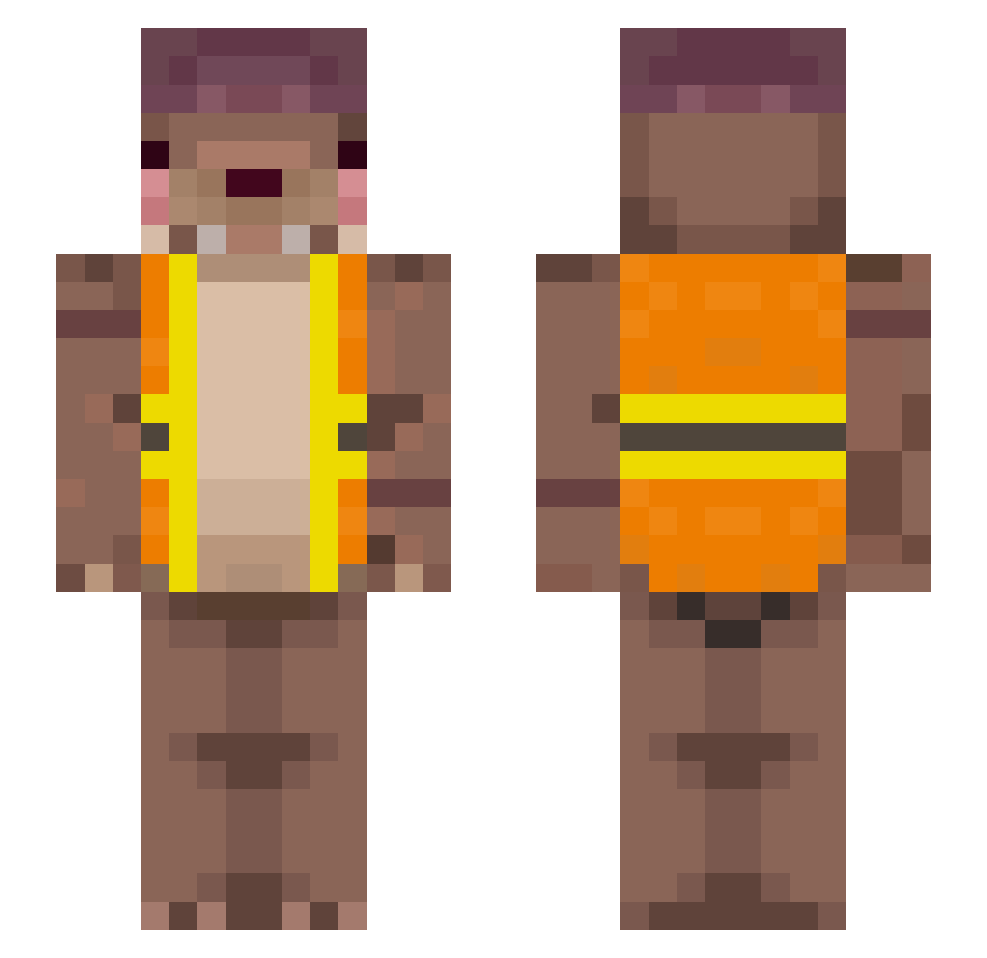 voozer Minecraft skin, front and back view