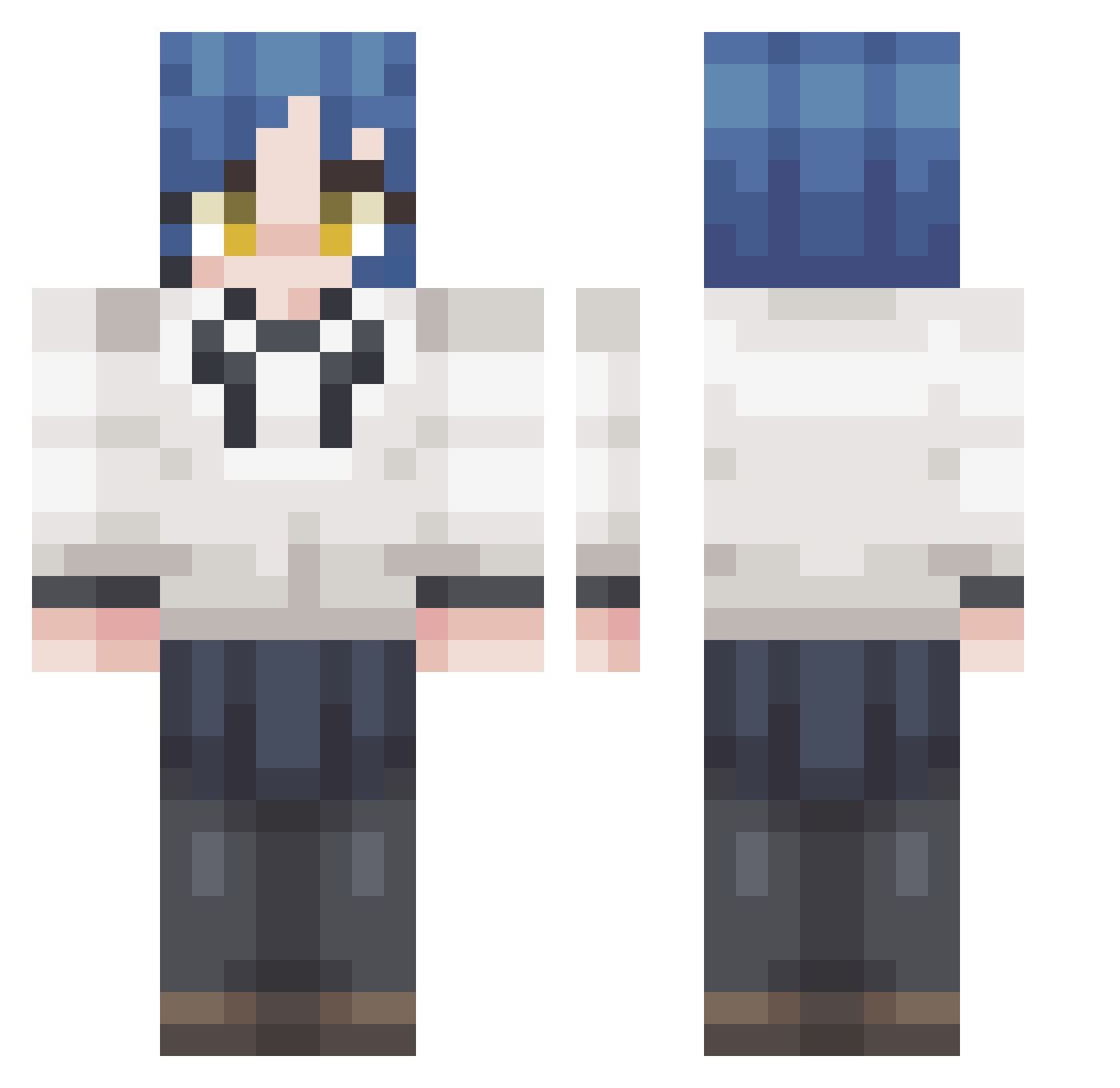 Voxfy Minecraft skin, front and back view
