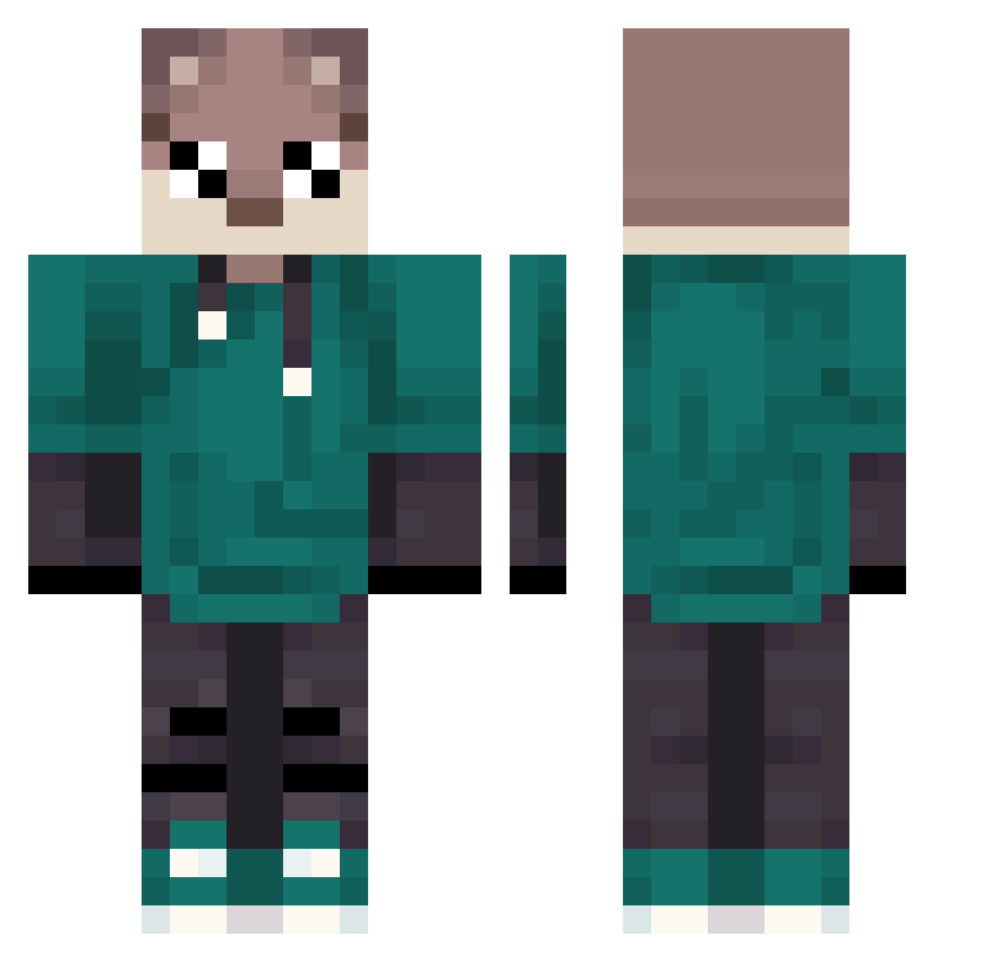 TwistedTails94 Minecraft skin, front and back view
