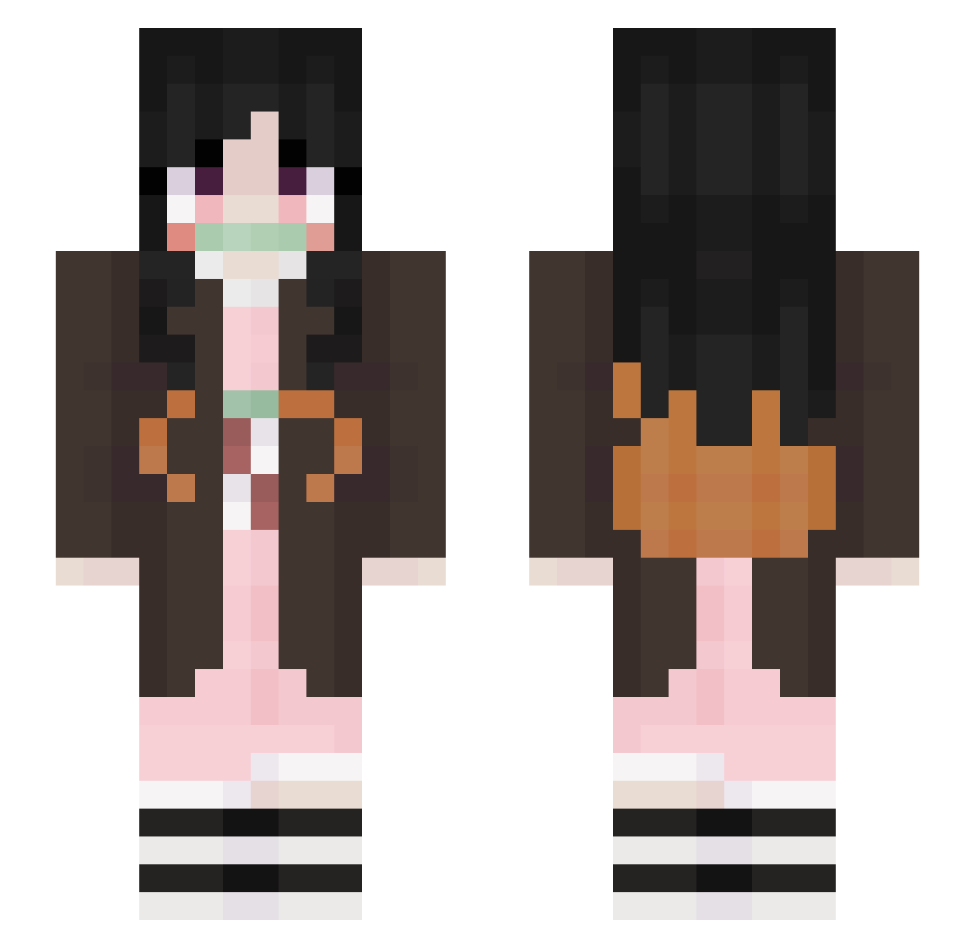 PinkSunflowers Minecraft skin, front and back view