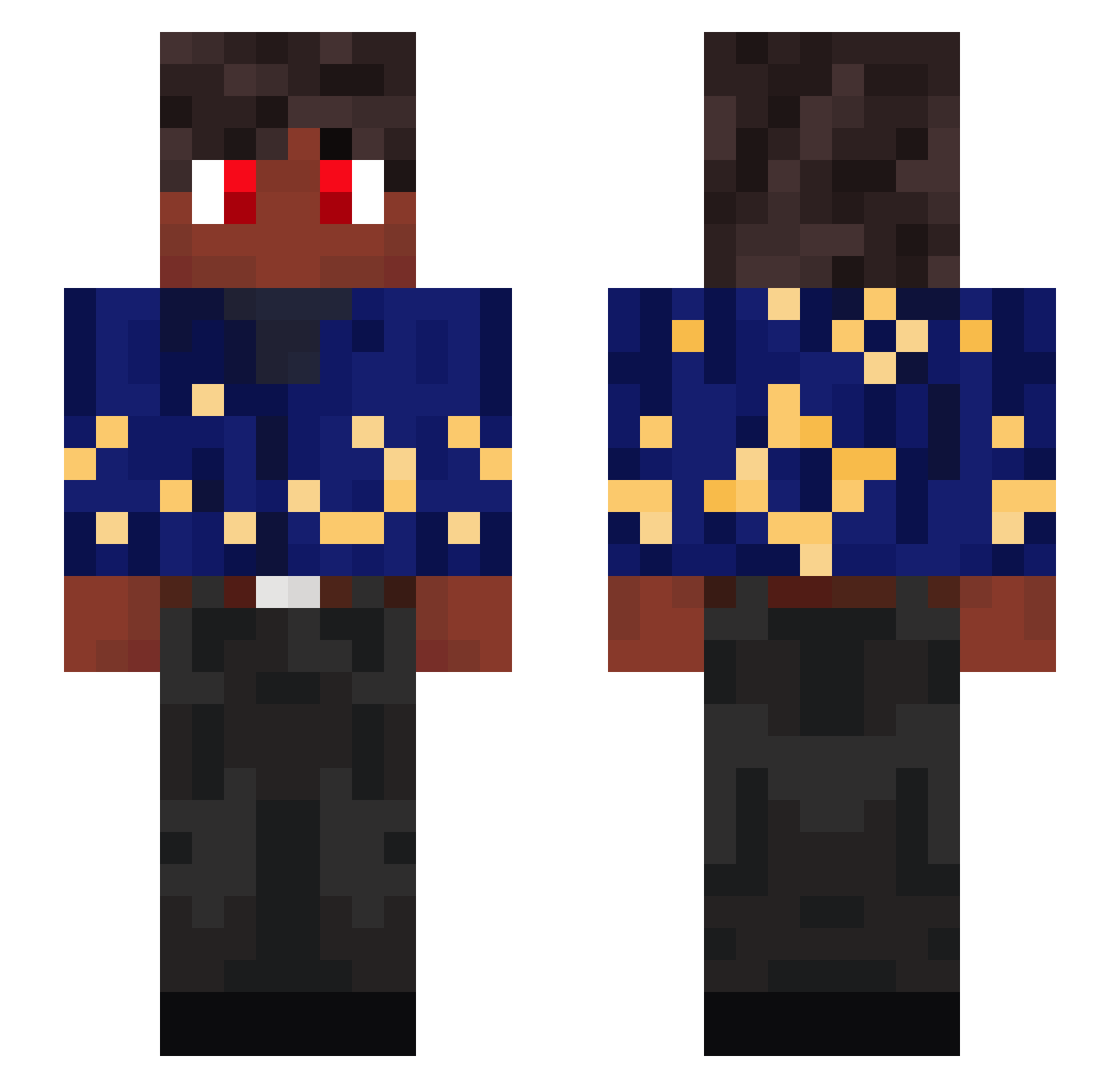 Superdoada Minecraft skin, front and back view