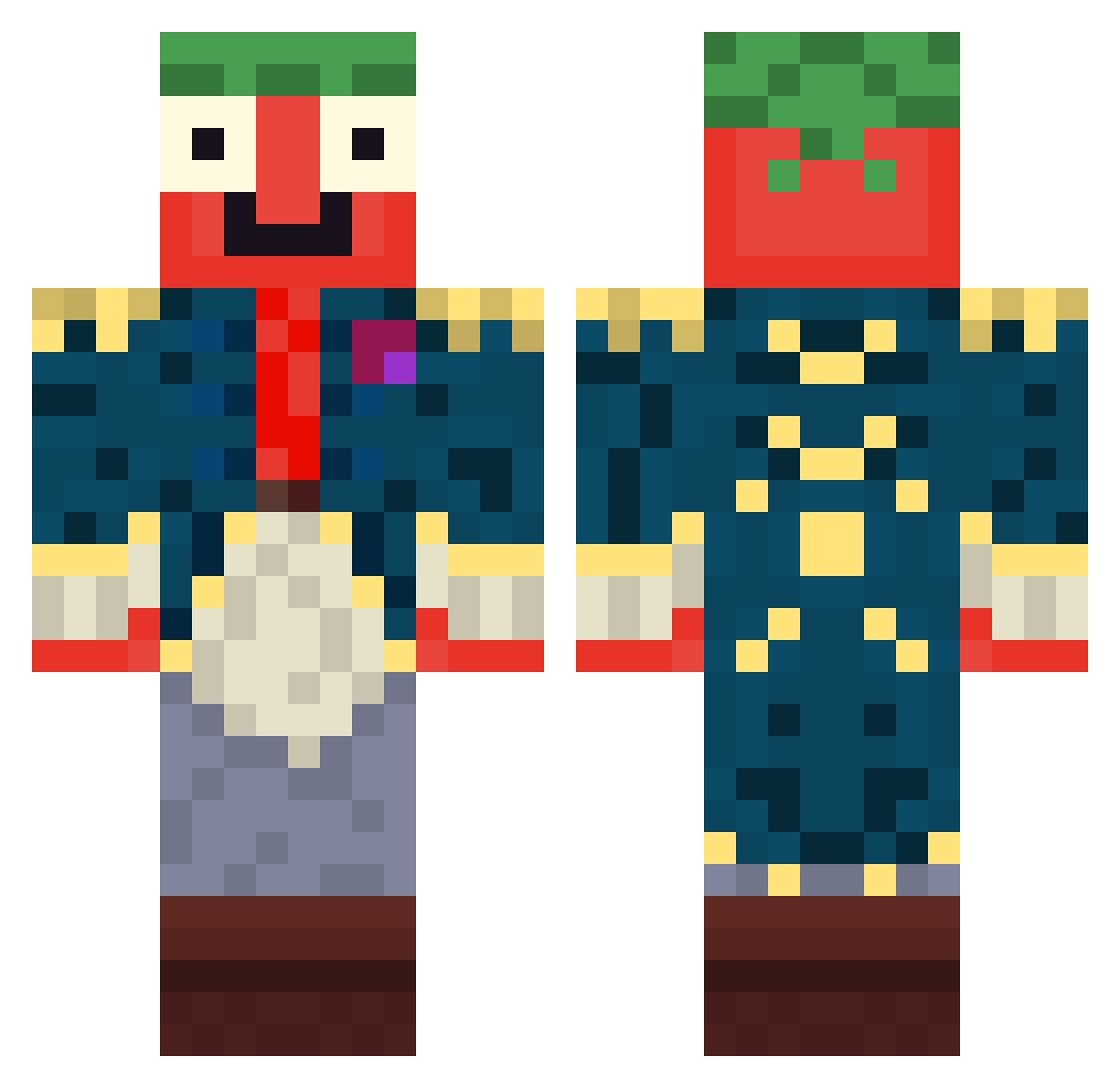 Megafog Minecraft skin, front and back view