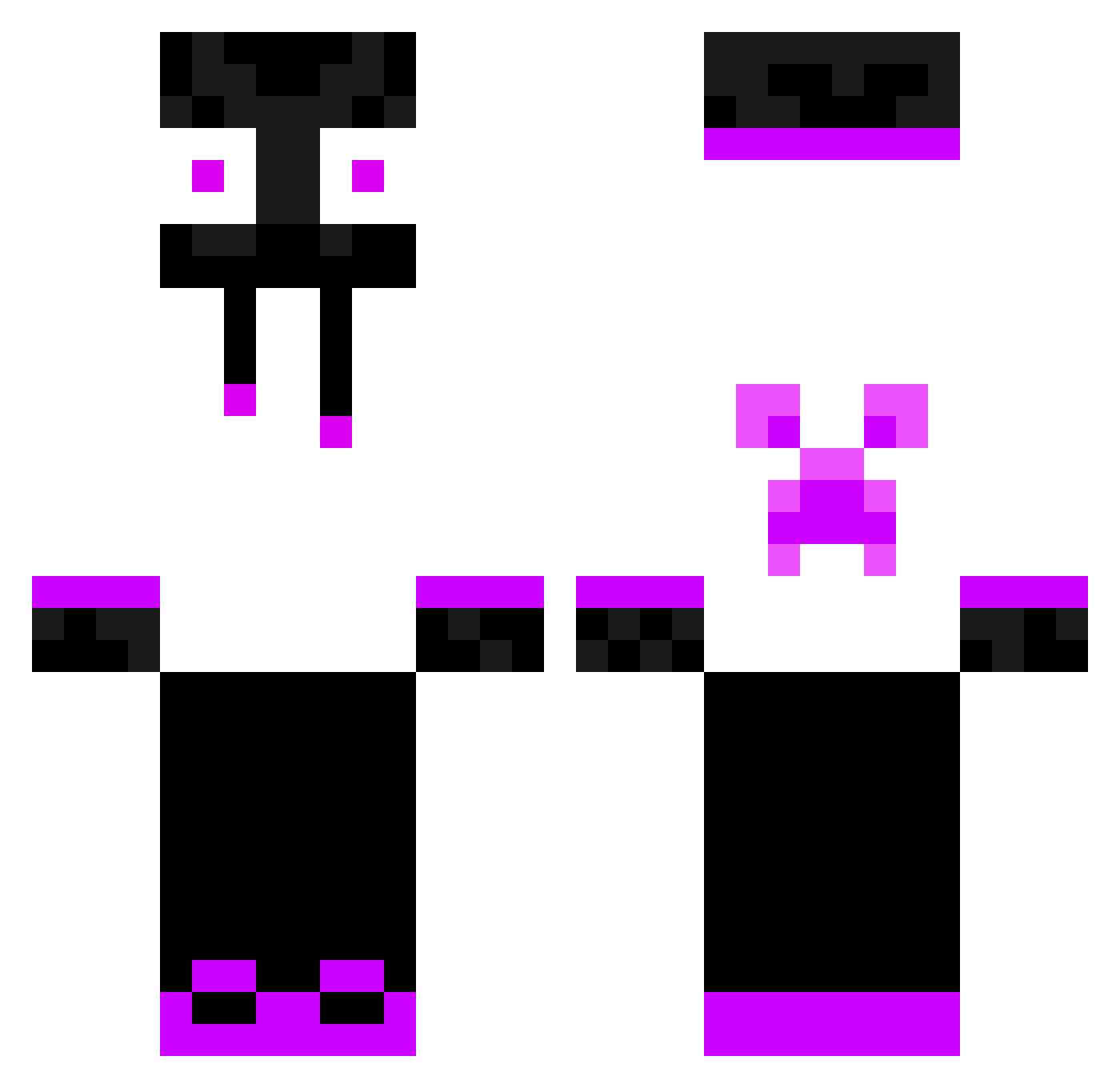 SuperIllagerP Minecraft skin, front and back view
