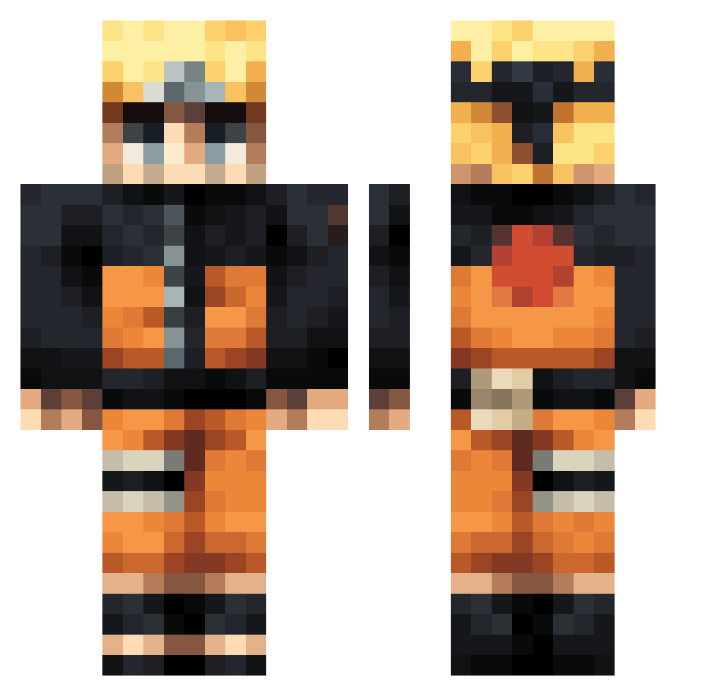 Schusssssselig Minecraft skin, front and back view