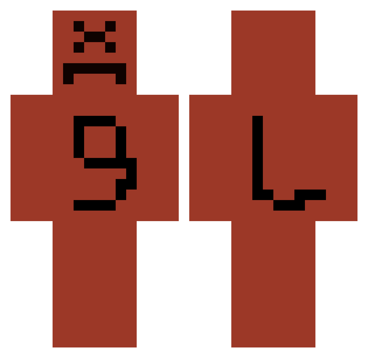 Robotlink Minecraft skin, front and back view