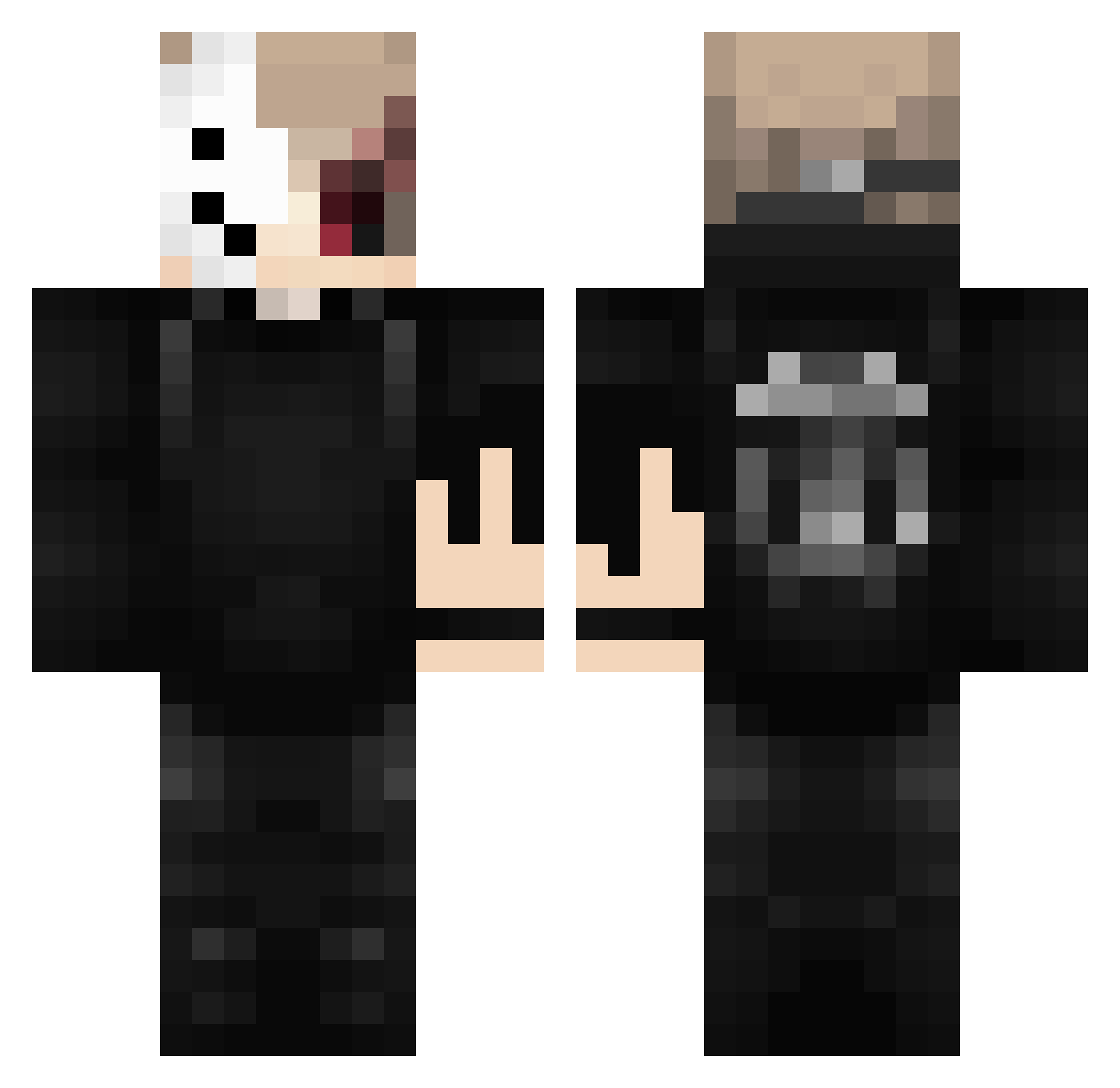 Shqcker Minecraft skin, front and back view