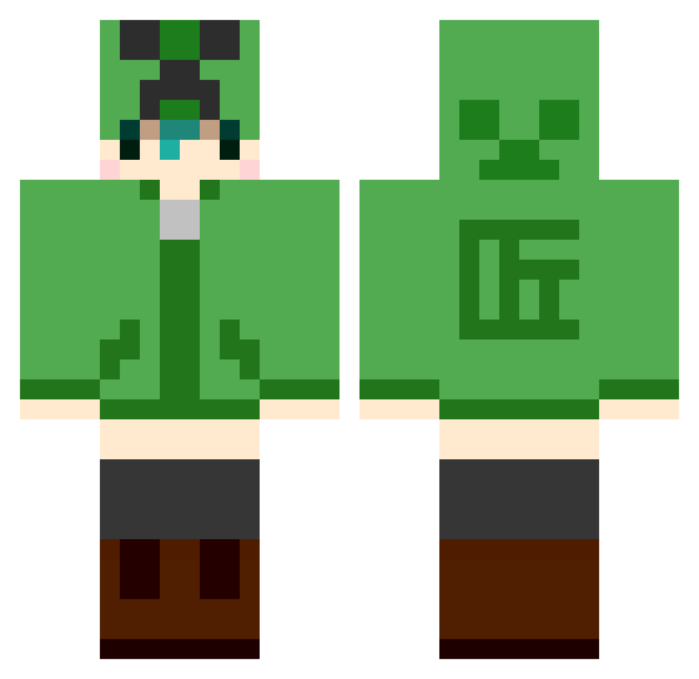 waxworks Minecraft skin, front and back view