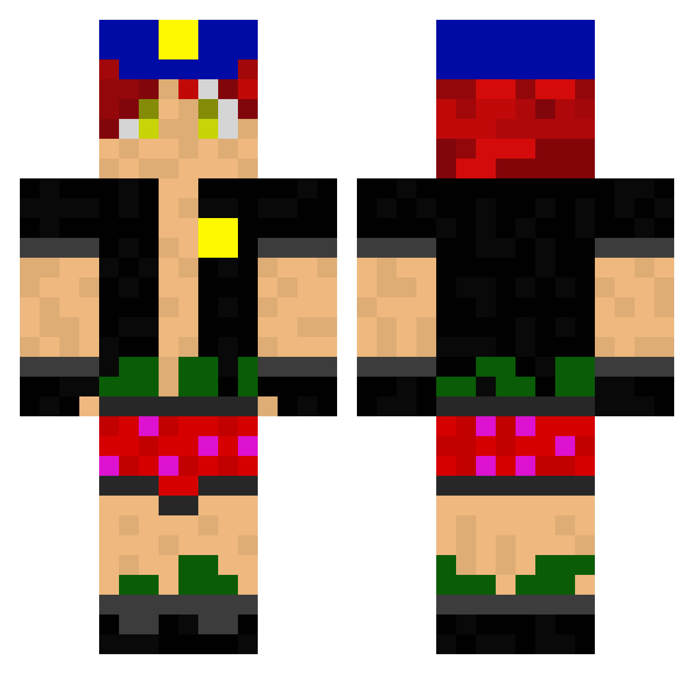 SrSkitzo Minecraft skin, front and back view