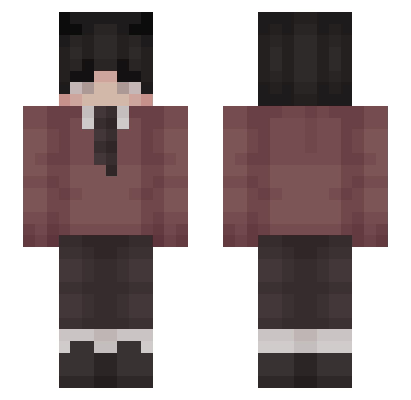 Quarnix Minecraft skin, front and back view
