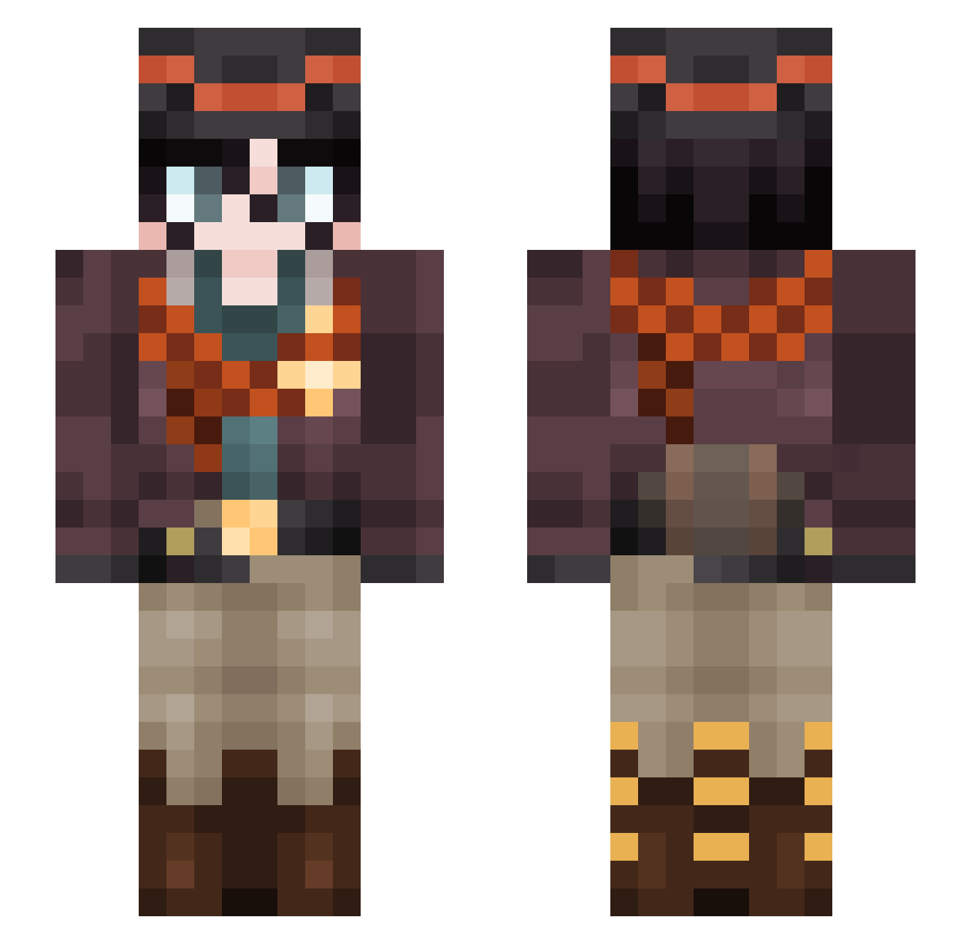 Adurite1 Minecraft skin, front and back view