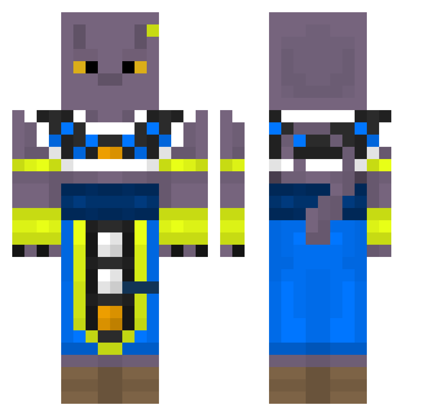GodOfDestruction Minecraft skin, front and back view