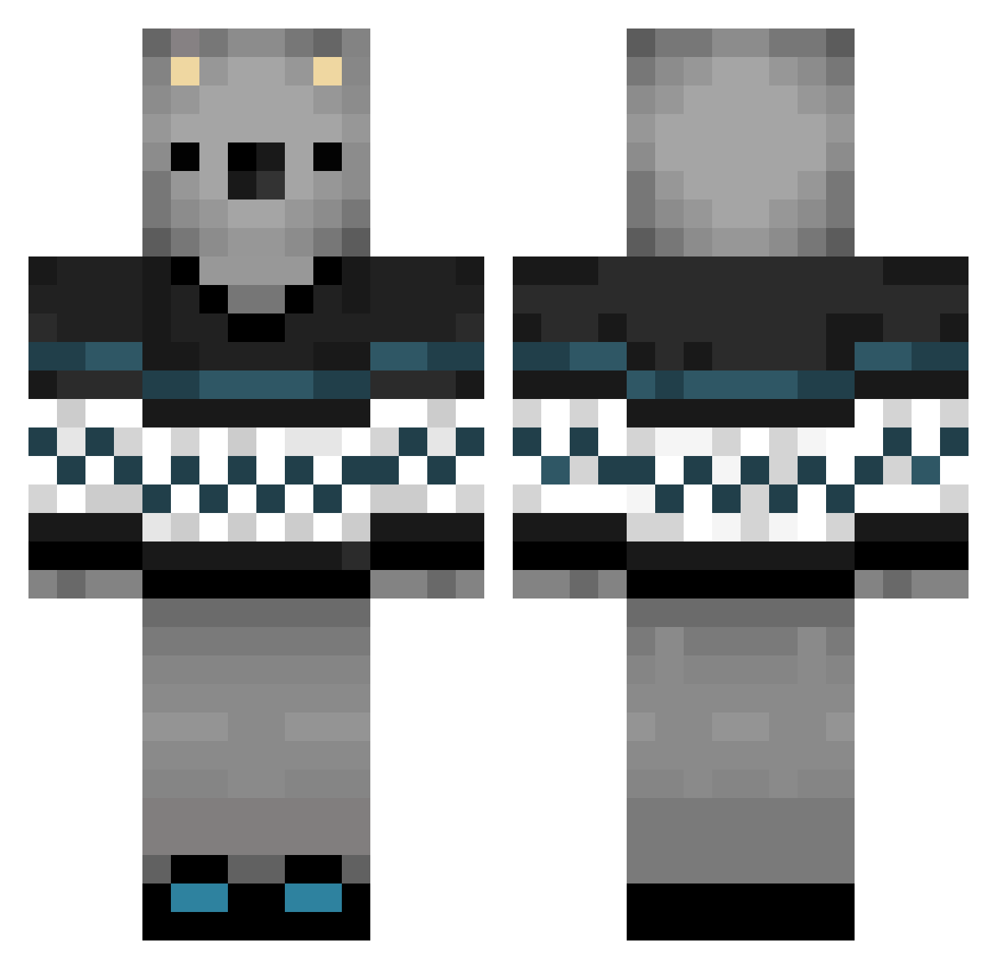 Drails Minecraft skin, front and back view