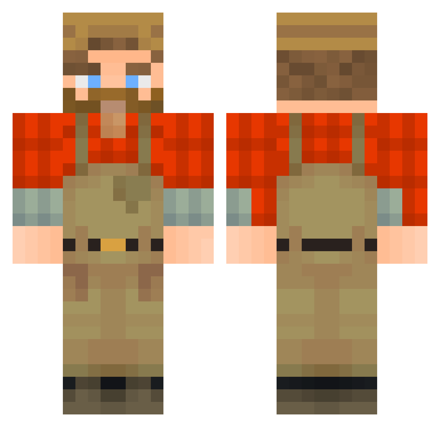 SemipermPotato Minecraft skin, front and back view