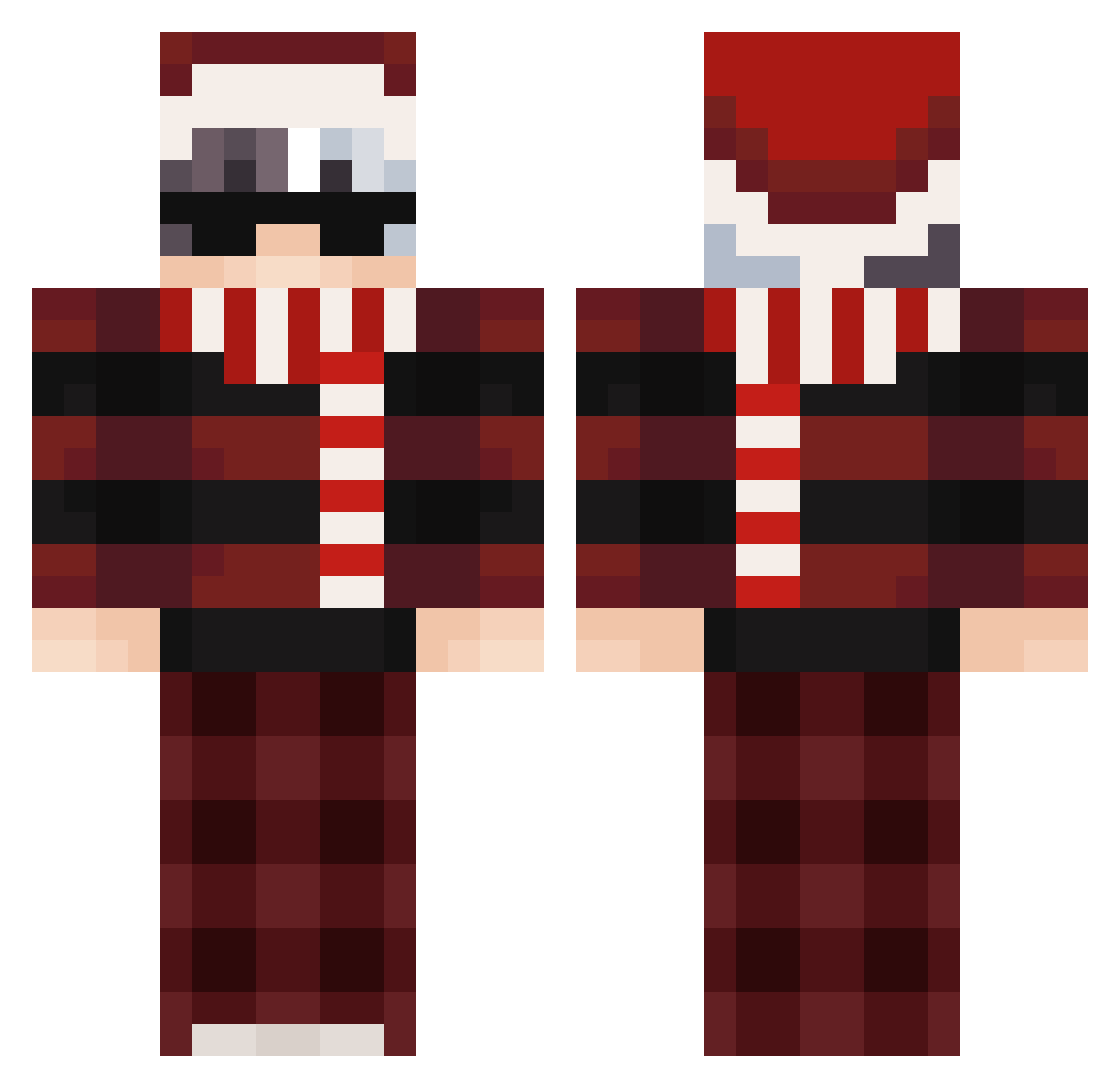 R4V4NI Minecraft skin, front and back view