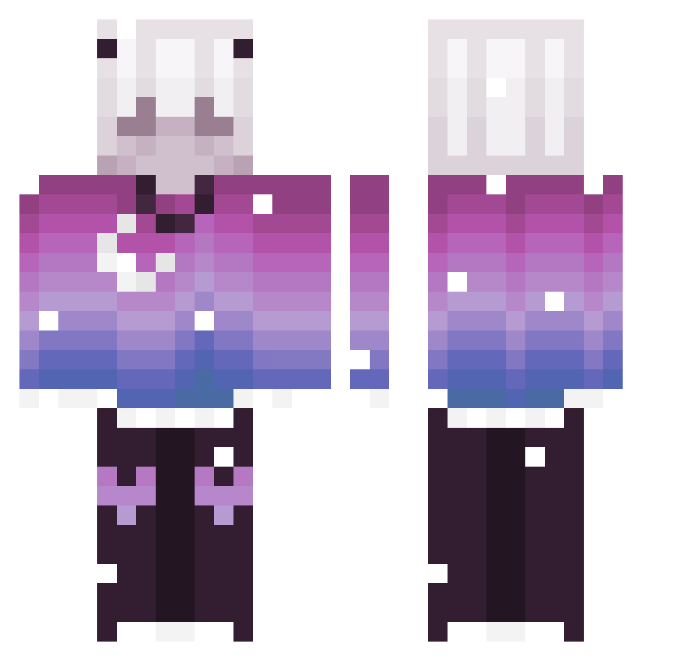 VlunderX Minecraft skin, front and back view