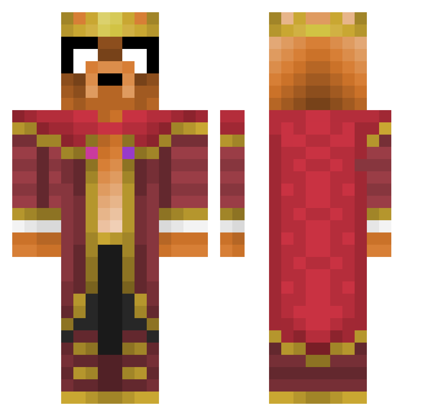 Wilcrafter Minecraft skin, front and back view
