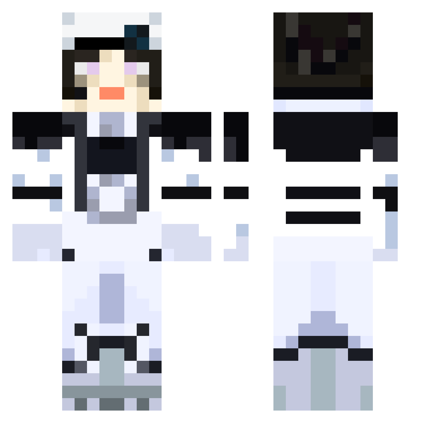 Downtown_Skybox Minecraft skin, front and back view