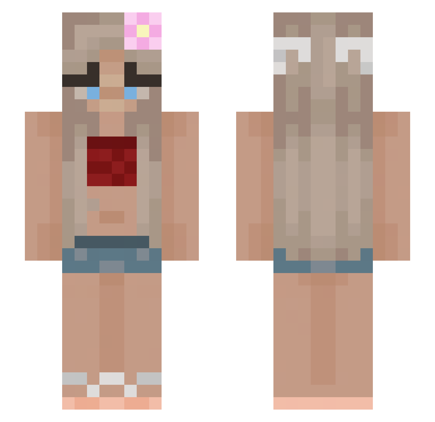 S9LE Minecraft skin, front and back view