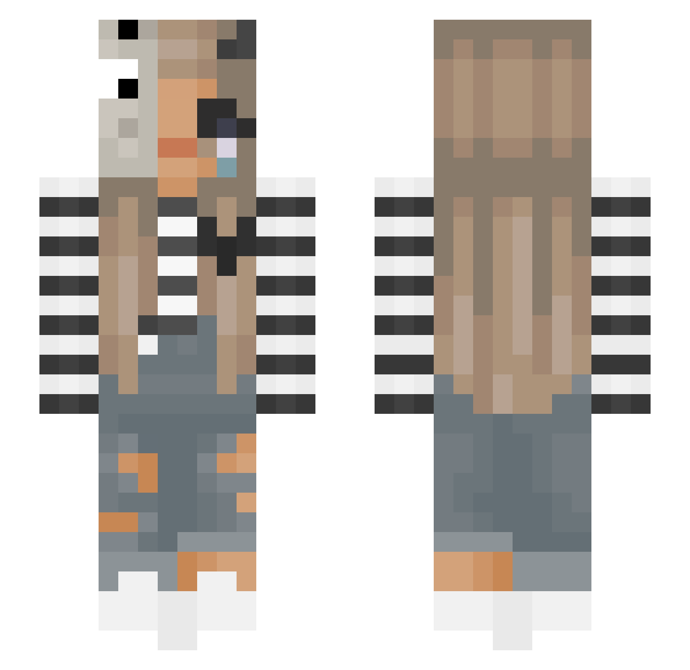 sedentary Minecraft skin, front and back view