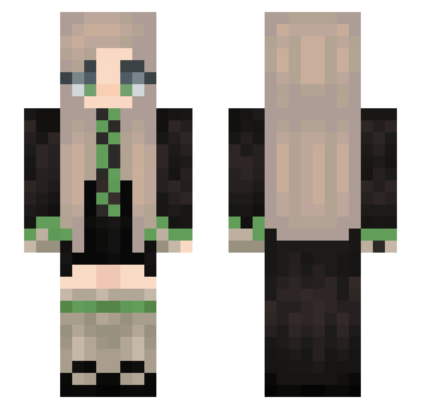 ariivii Minecraft skin, front and back view