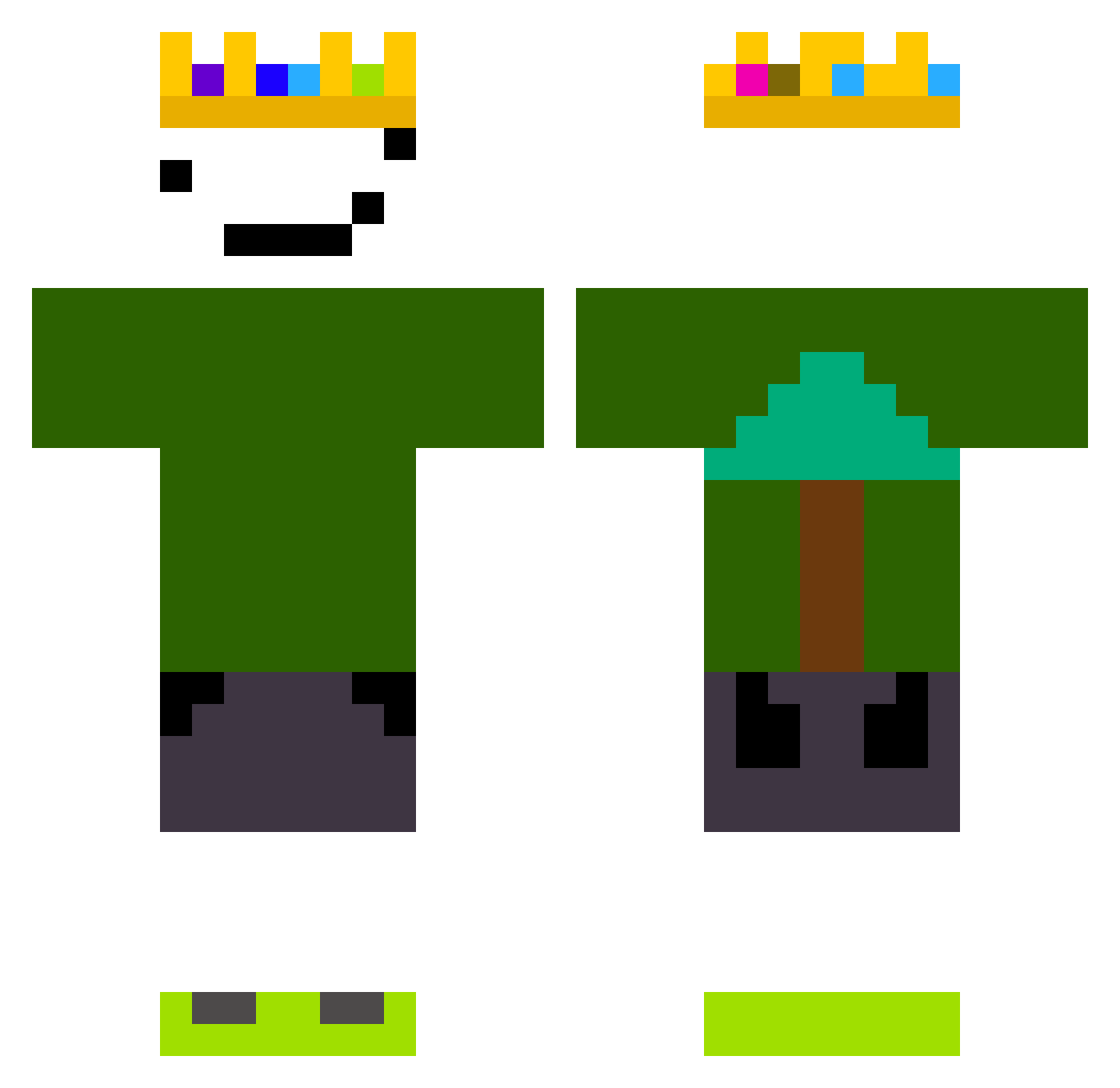Sk1lovn Minecraft skin, front and back view