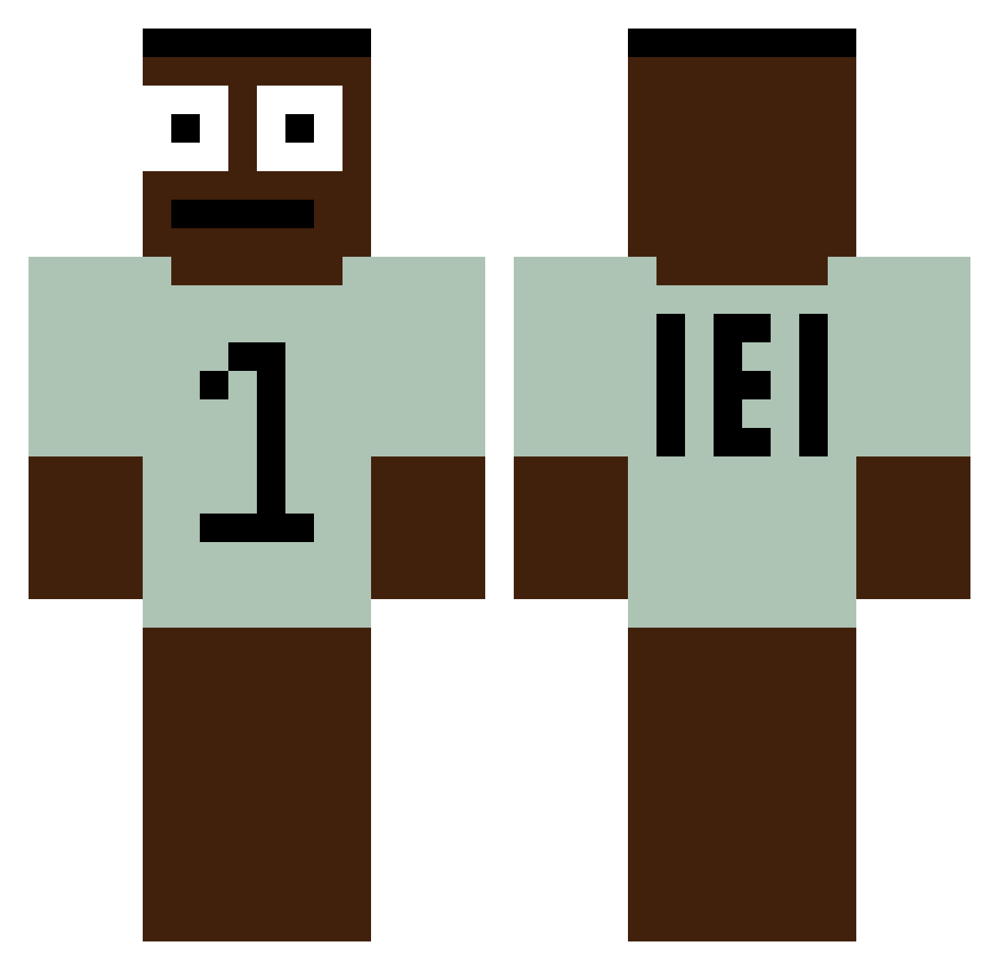 Raslink Minecraft skin, front and back view