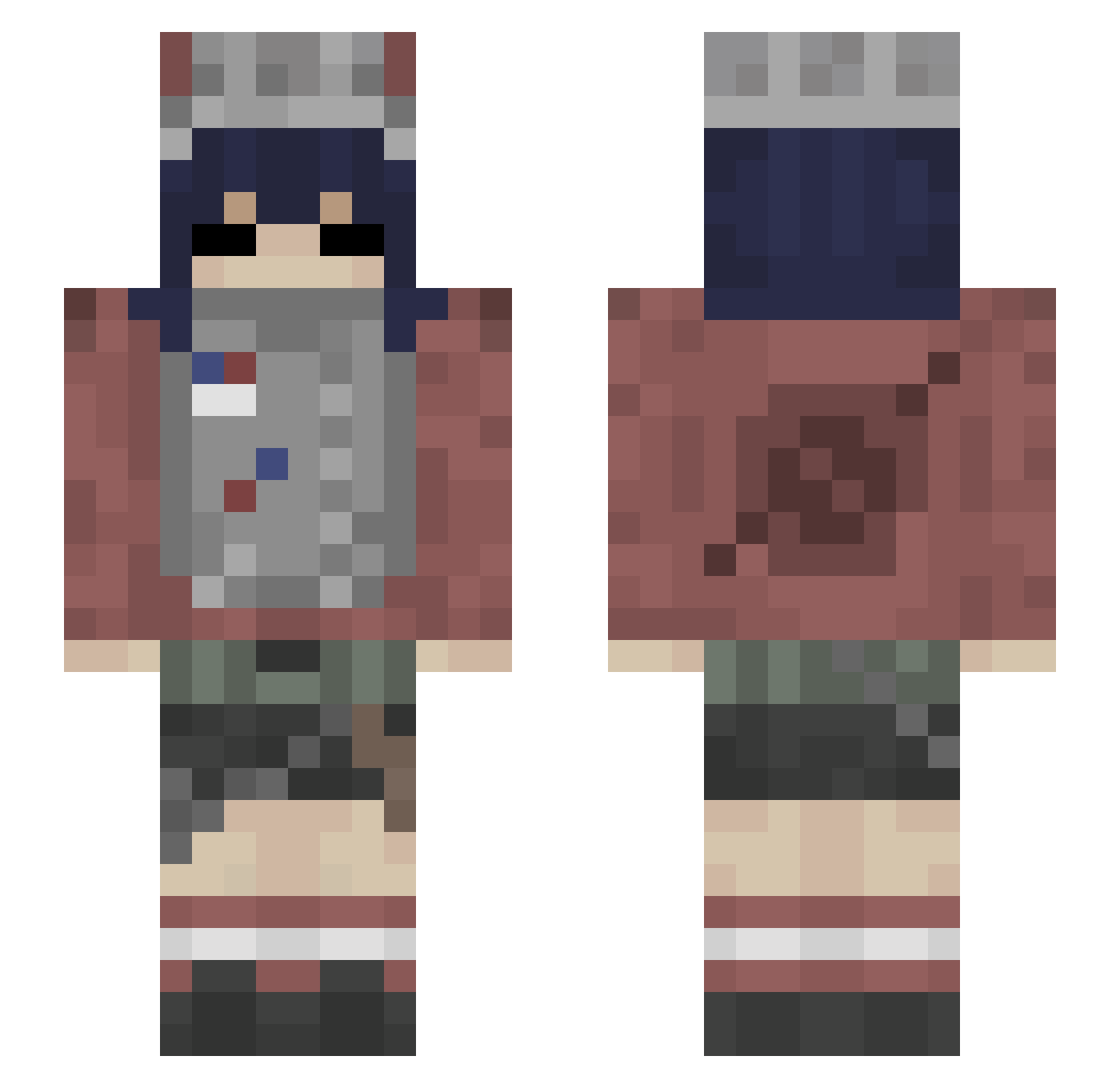 Vermifugal Minecraft skin, front and back view