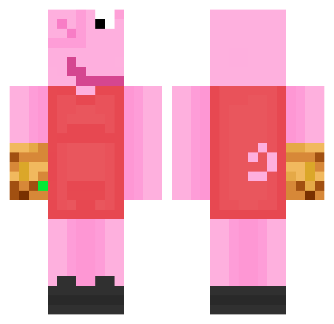 FreshUrinalCakes Minecraft skin, front and back view