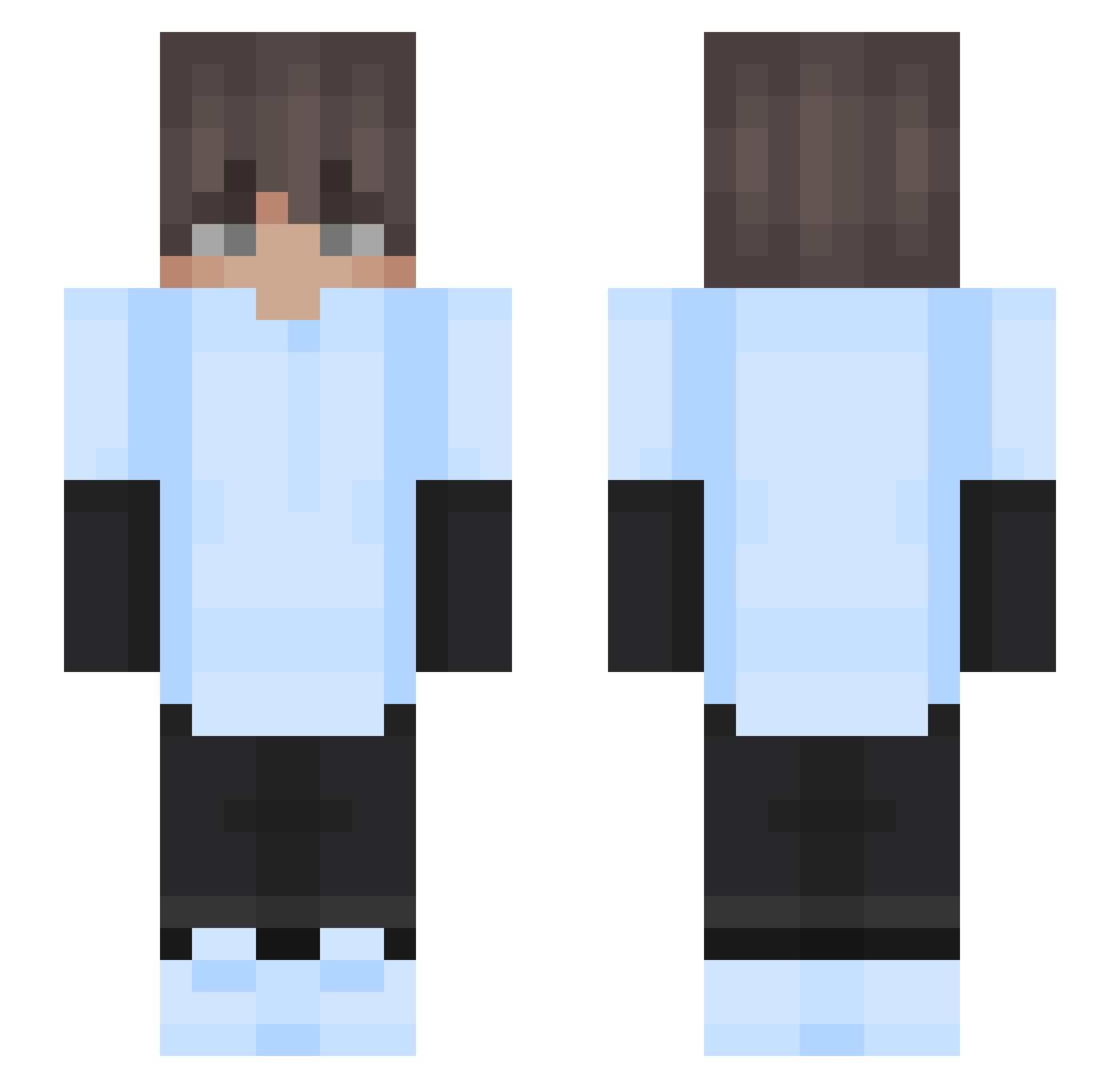 ZANERO64 Minecraft skin, front and back view